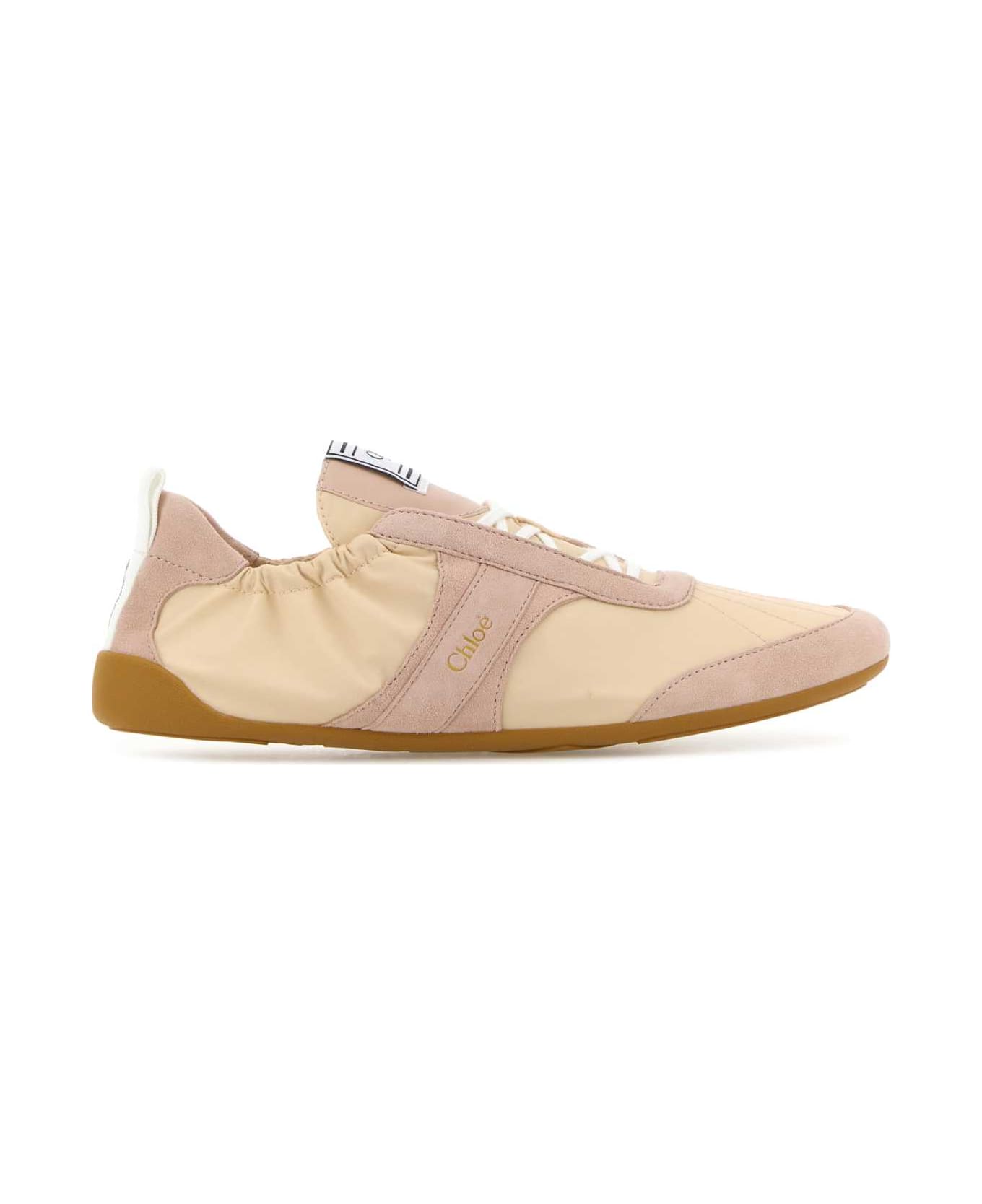 Chloé Two-tone Canvas And Leather Chloã¨ Kick Sneakers - BEIGE