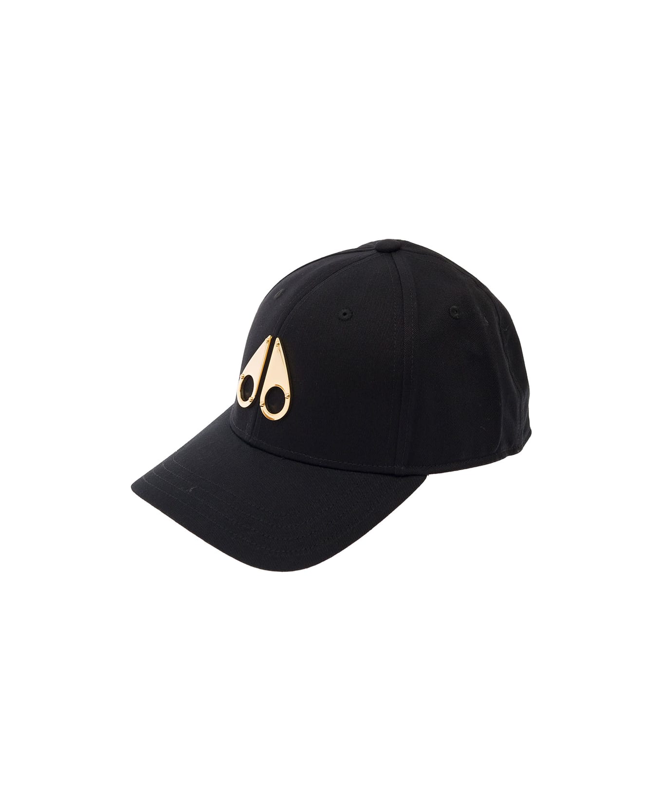 Moose Knuckles Black Baseball Cap With Logo Detail In Cotton Man - Black