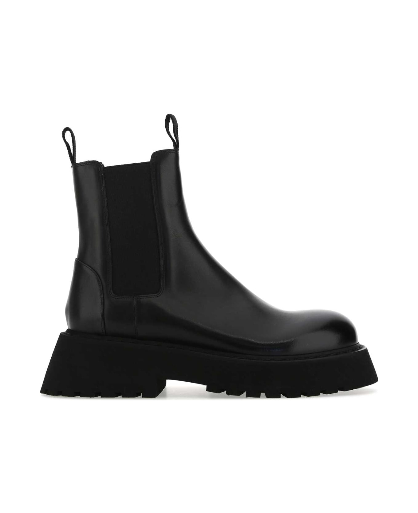 Marsell Black Leather Ankle Boots - BLACK ブーツ