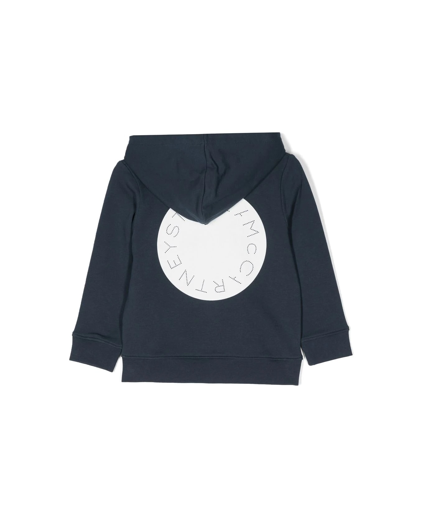 Stella McCartney Kids Navy Blue Zipped Hoodie With Stella Logo - Blue ニットウェア＆スウェットシャツ