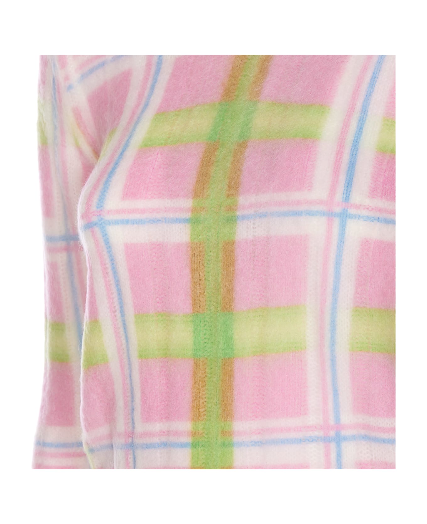 Marni Mohair Brushed Checked Sweater - Pink
