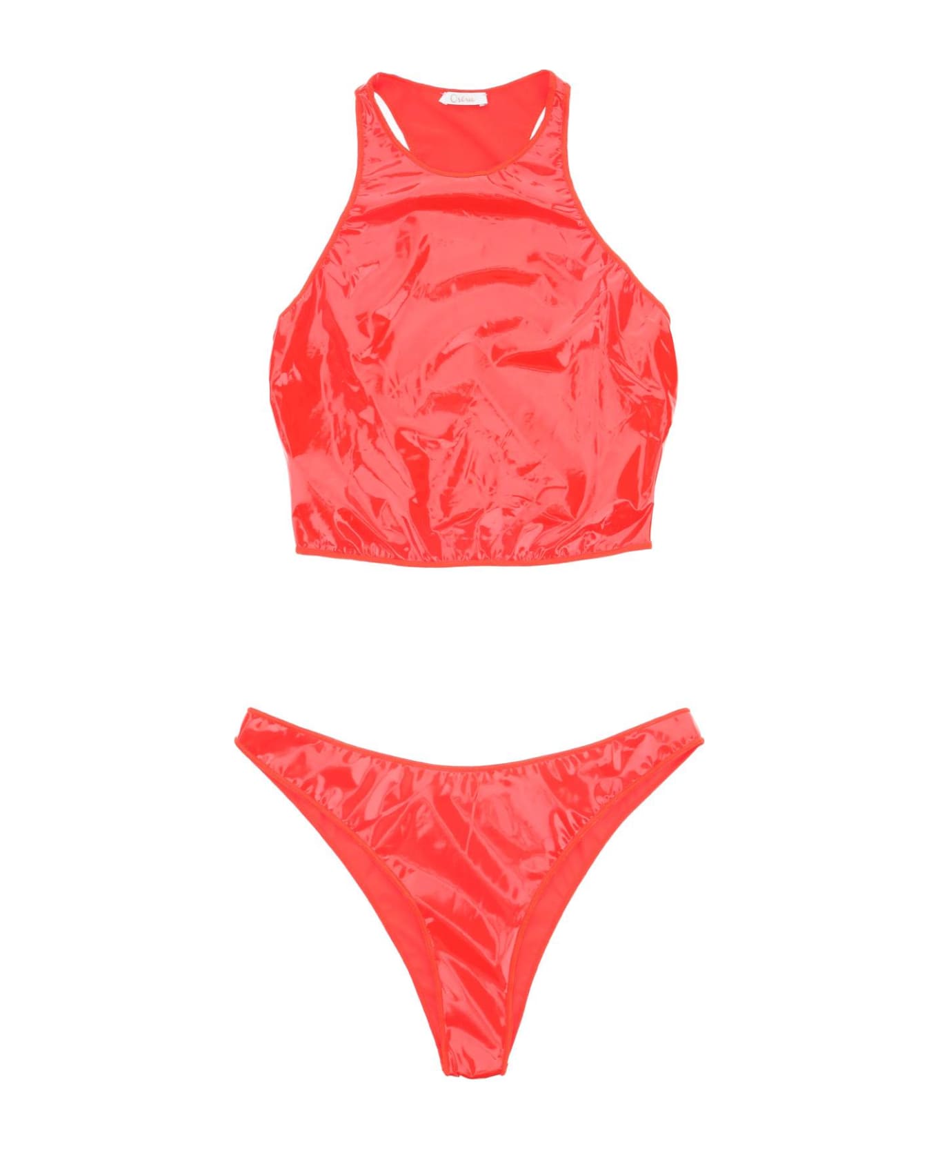 Oseree Latex Bikini Set - RED (Red)