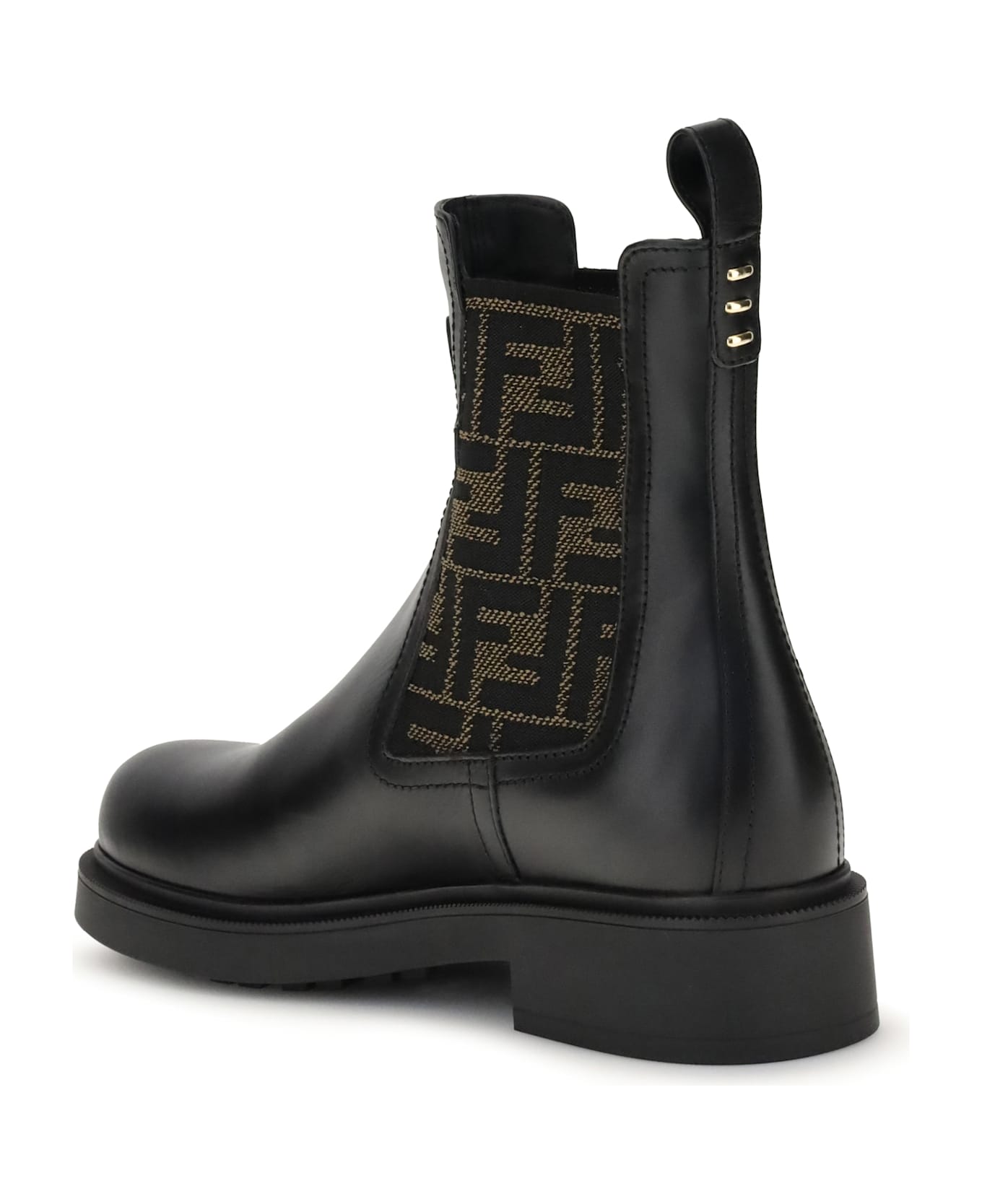 Fendi Ff Leather And Fabric Ankle Boots