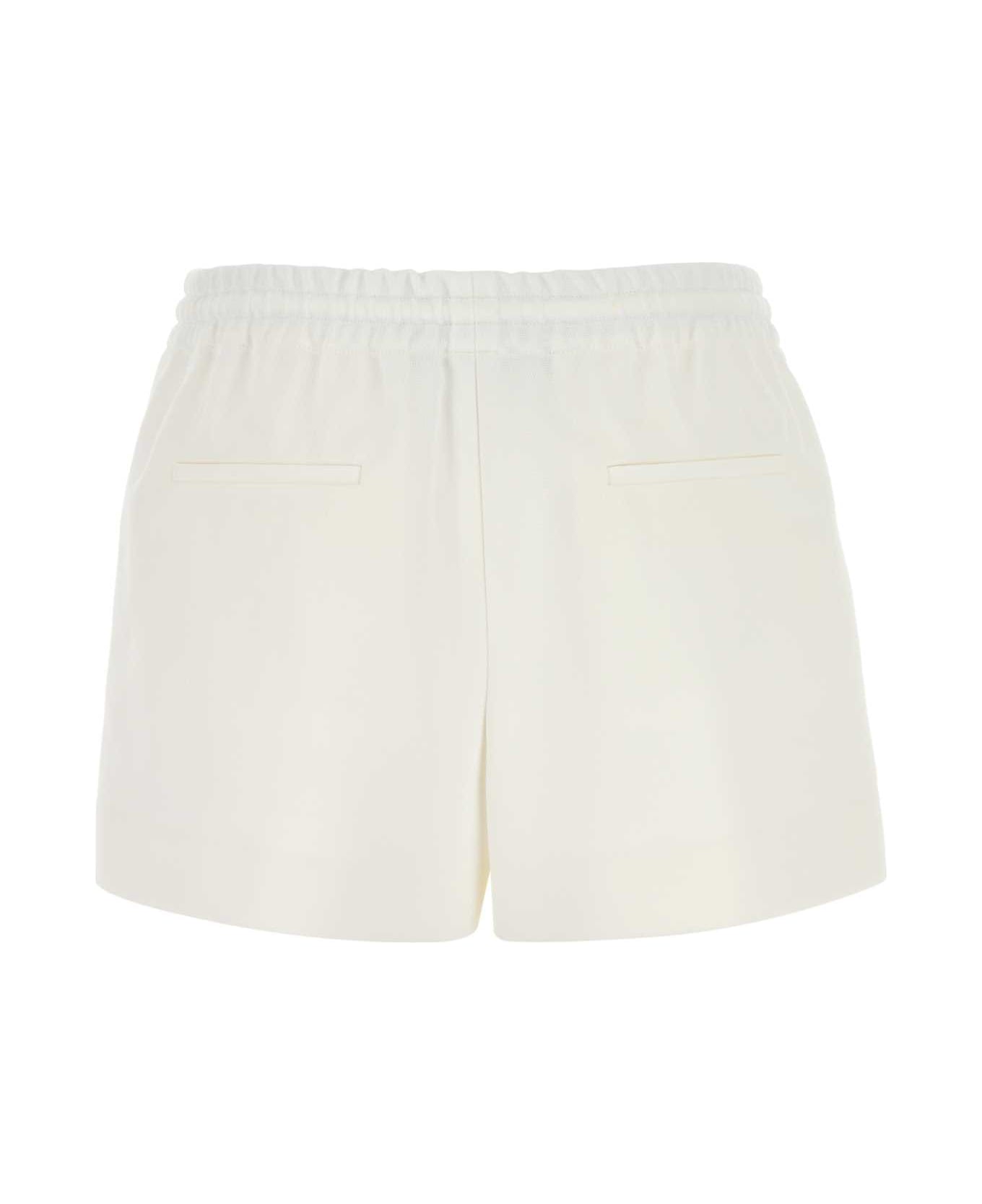 Valentino Garavani White Stretch Piquet Shorts - AVORIO