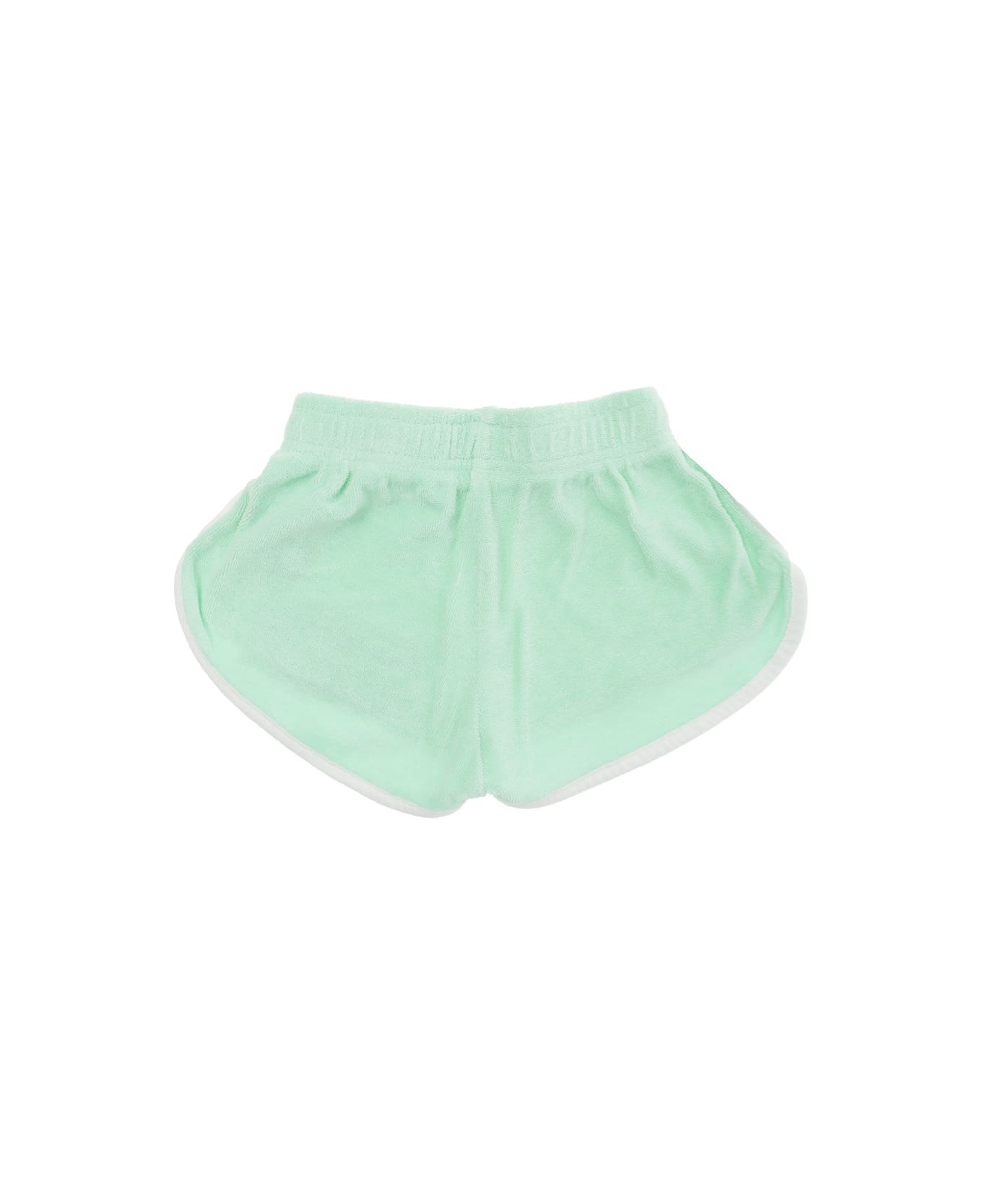 MC2 Saint Barth Mint Green Shorts With Logo Lettering Embroidery In Cotton Blend Baby - Green