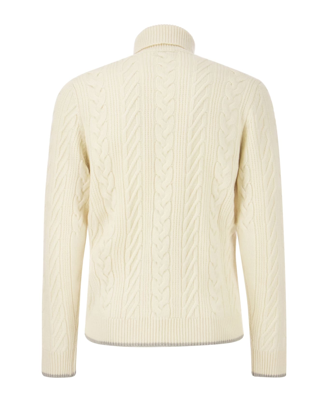 Peserico Wool And Cashmere Cable-knit Turtleneck Sweater - Cream ニットウェア