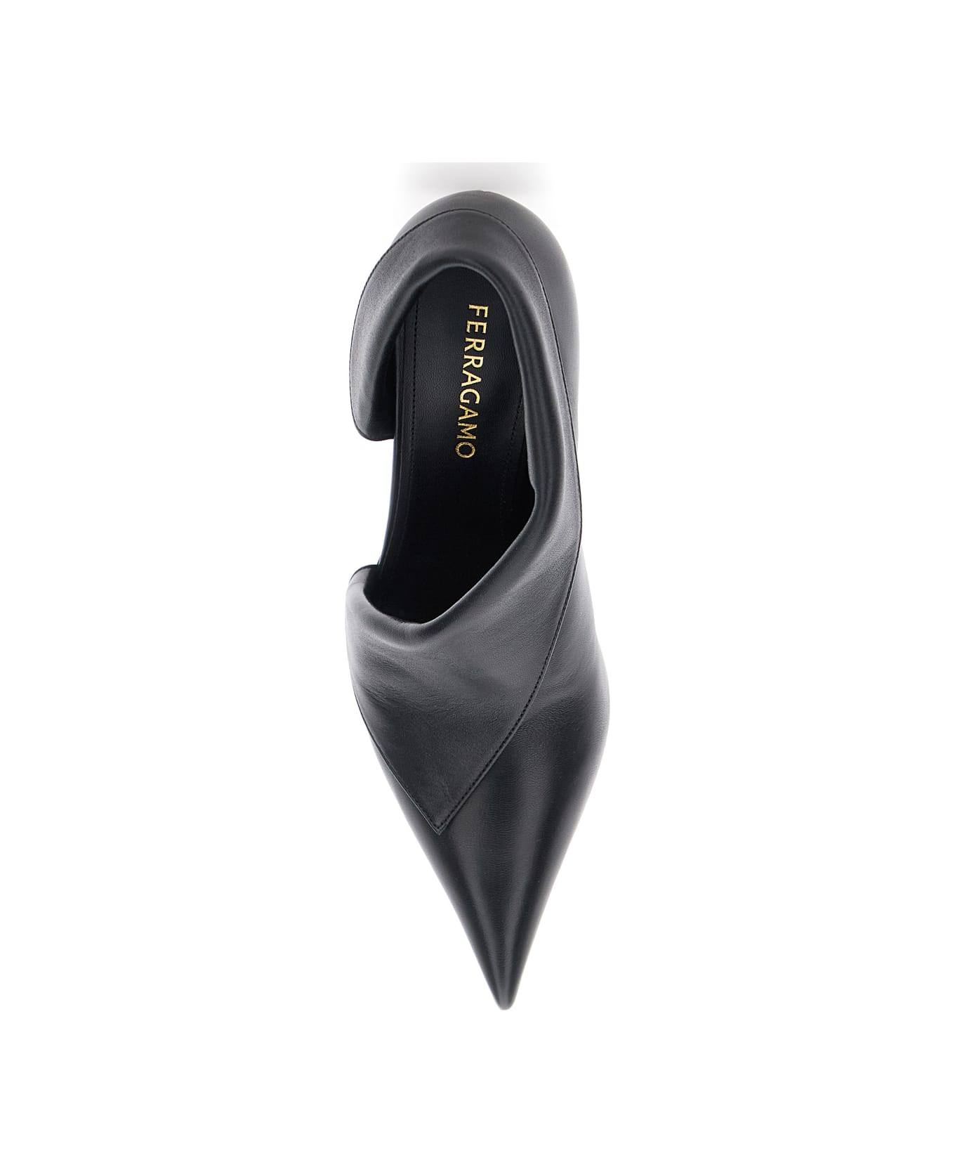 Ferragamo Black Pumps With Pointed Design And Side Opening Detail In Leather Woman - Black