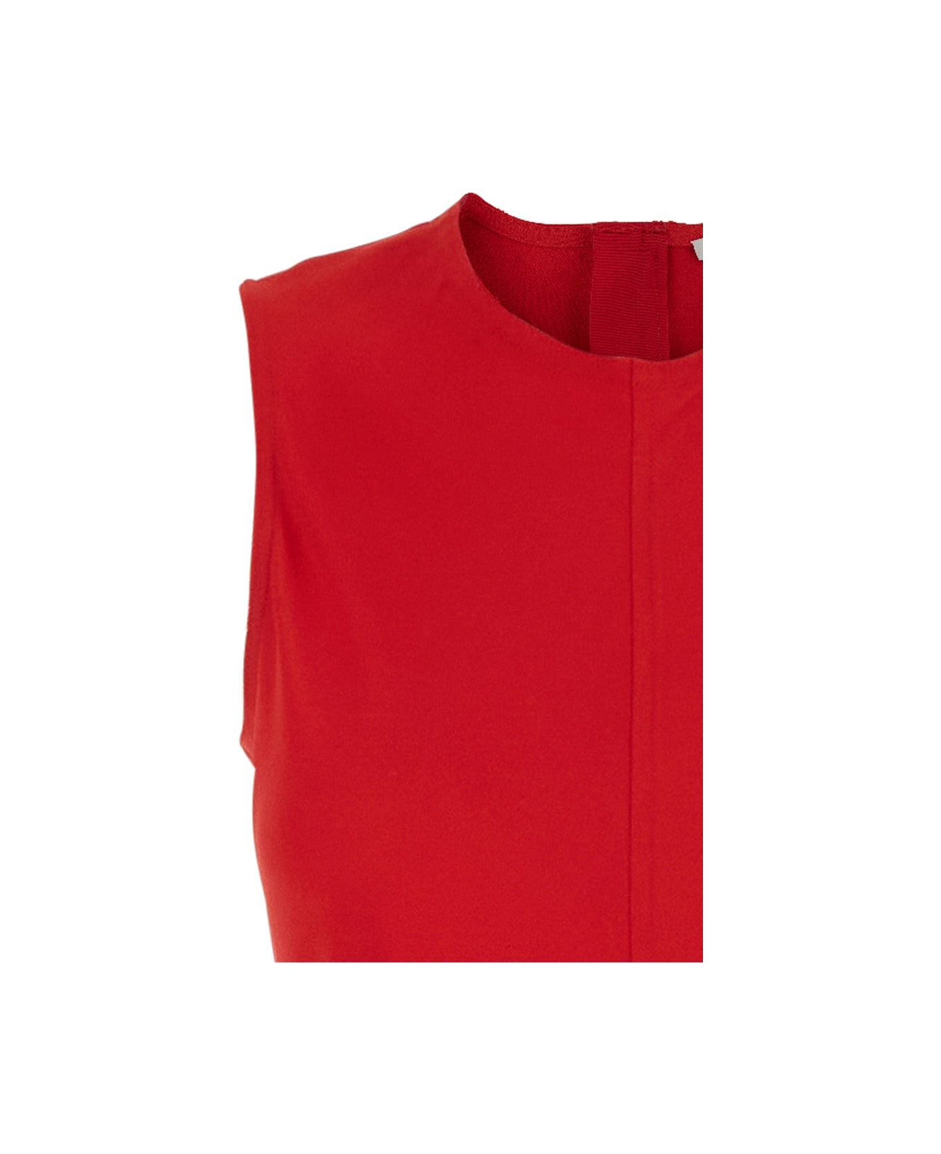 Ami Alexandre Mattiussi Red Long Sleeveless Dress With Round Neck In Viscose Blend Woman - Red
