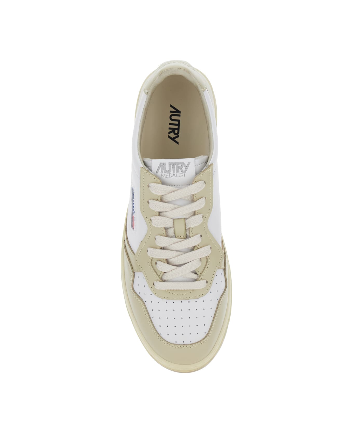 Autry 'medalist' Beige Low Top Sneakers With Logo Patch On Tongue And Side And Logo Lettering On The Heel In Leather Man - Beige