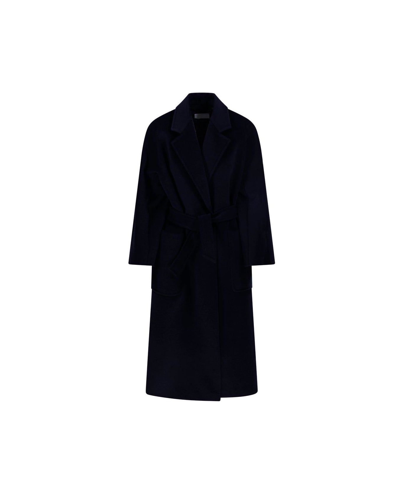 Max Mara Belted Long-sleeved Coat - BLUE