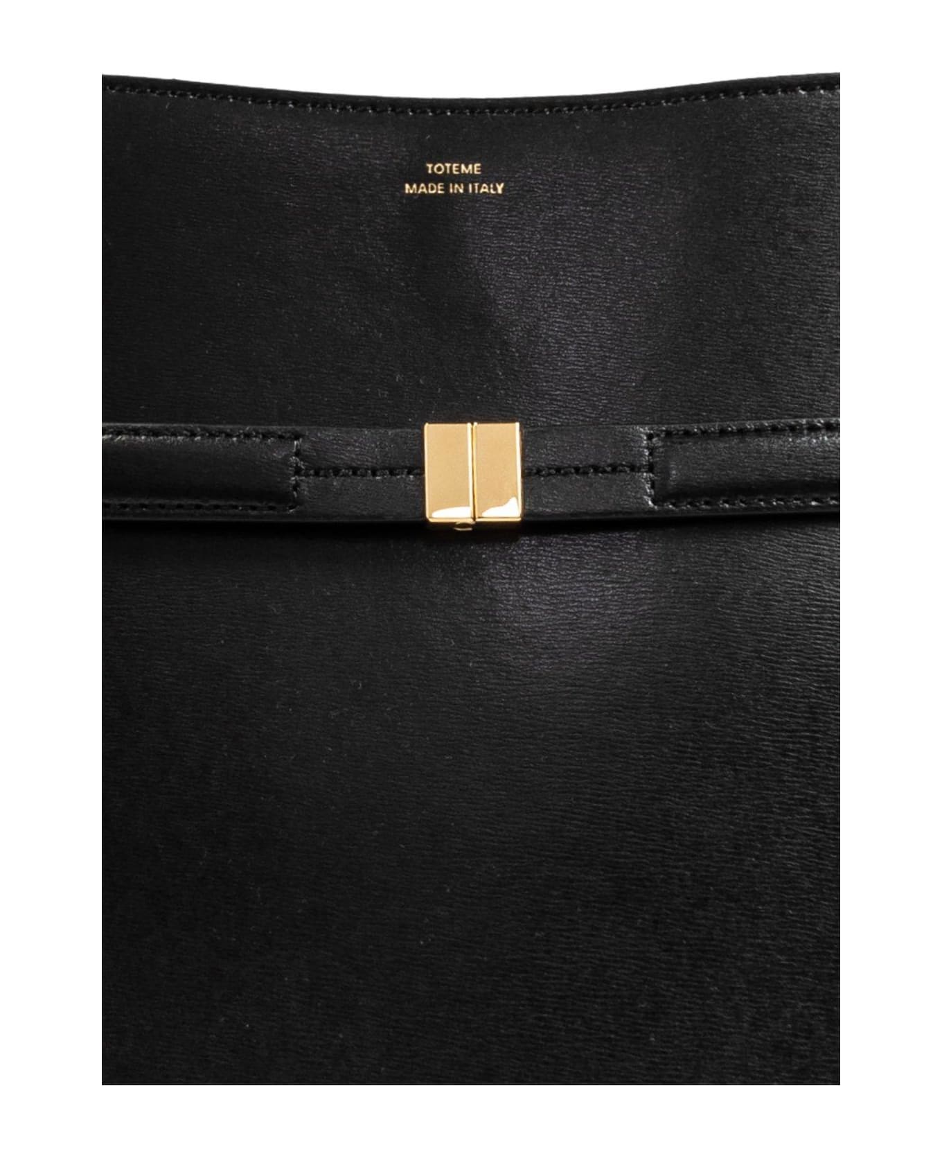 Totême Logo Detailed Belted Bucket Bag - Black