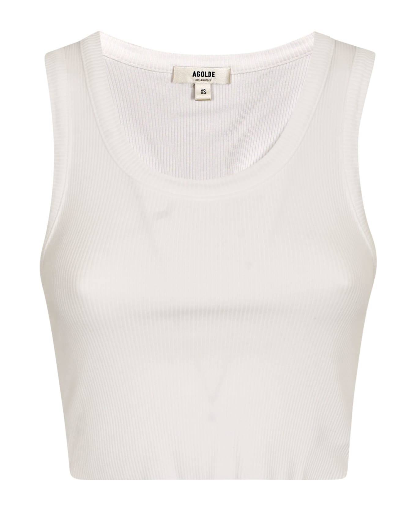 AGOLDE Fitted Ribbed Tank Top - White