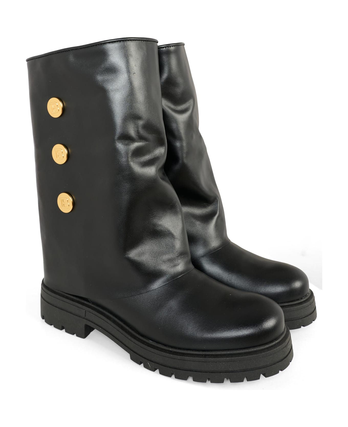 Balmain Black Boots For Girl With Buttons - Black