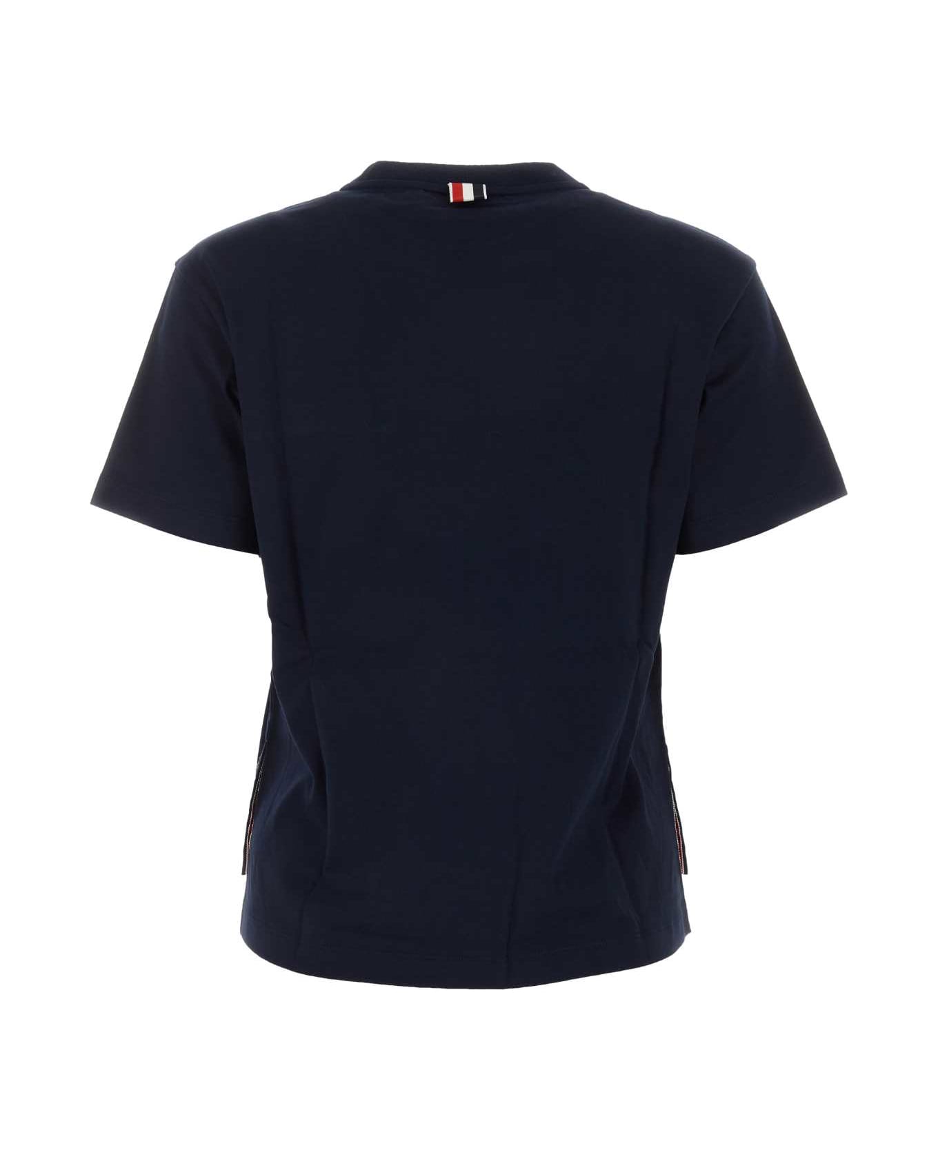 Thom Browne Midnight Blue Cotton T-shirt - 415