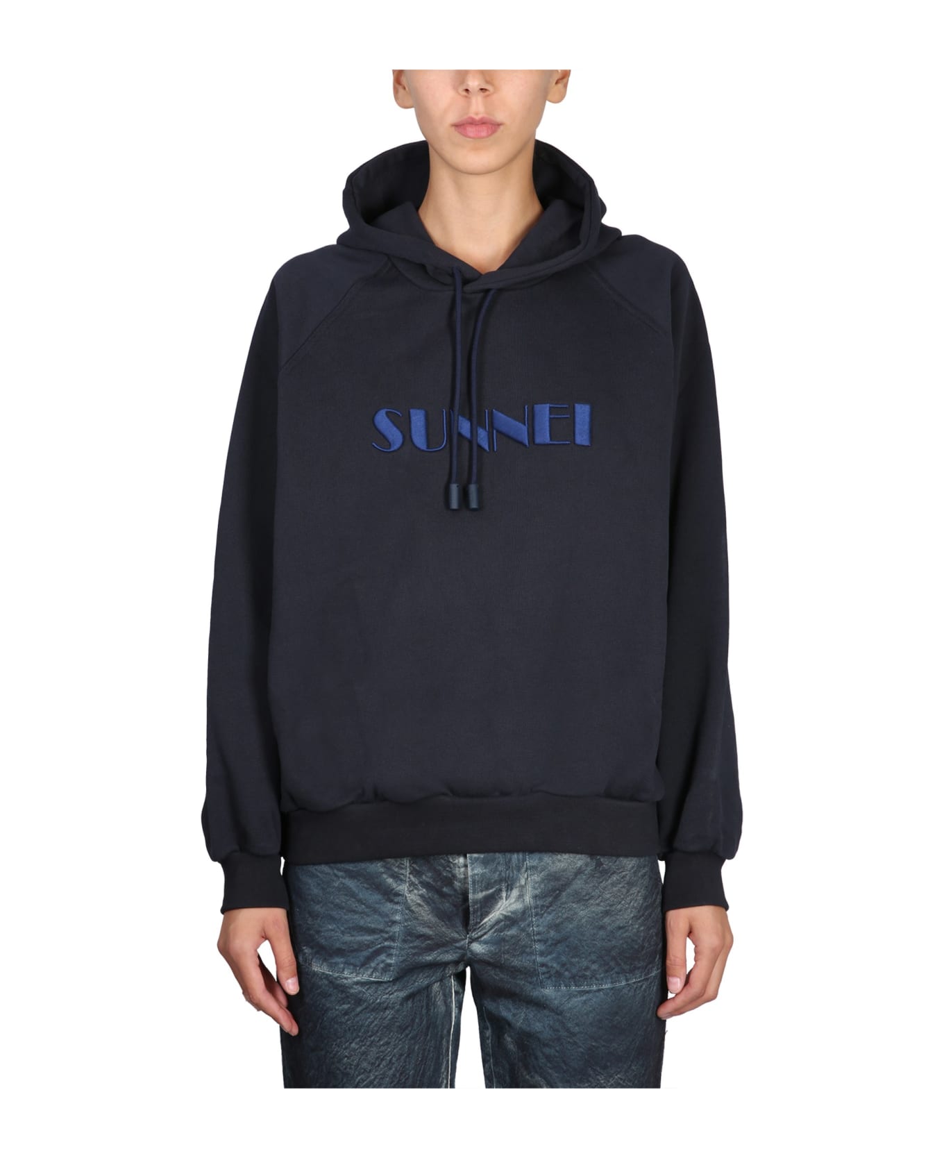 Sunnei Sweatshirt With Logo Embroidery - BLU