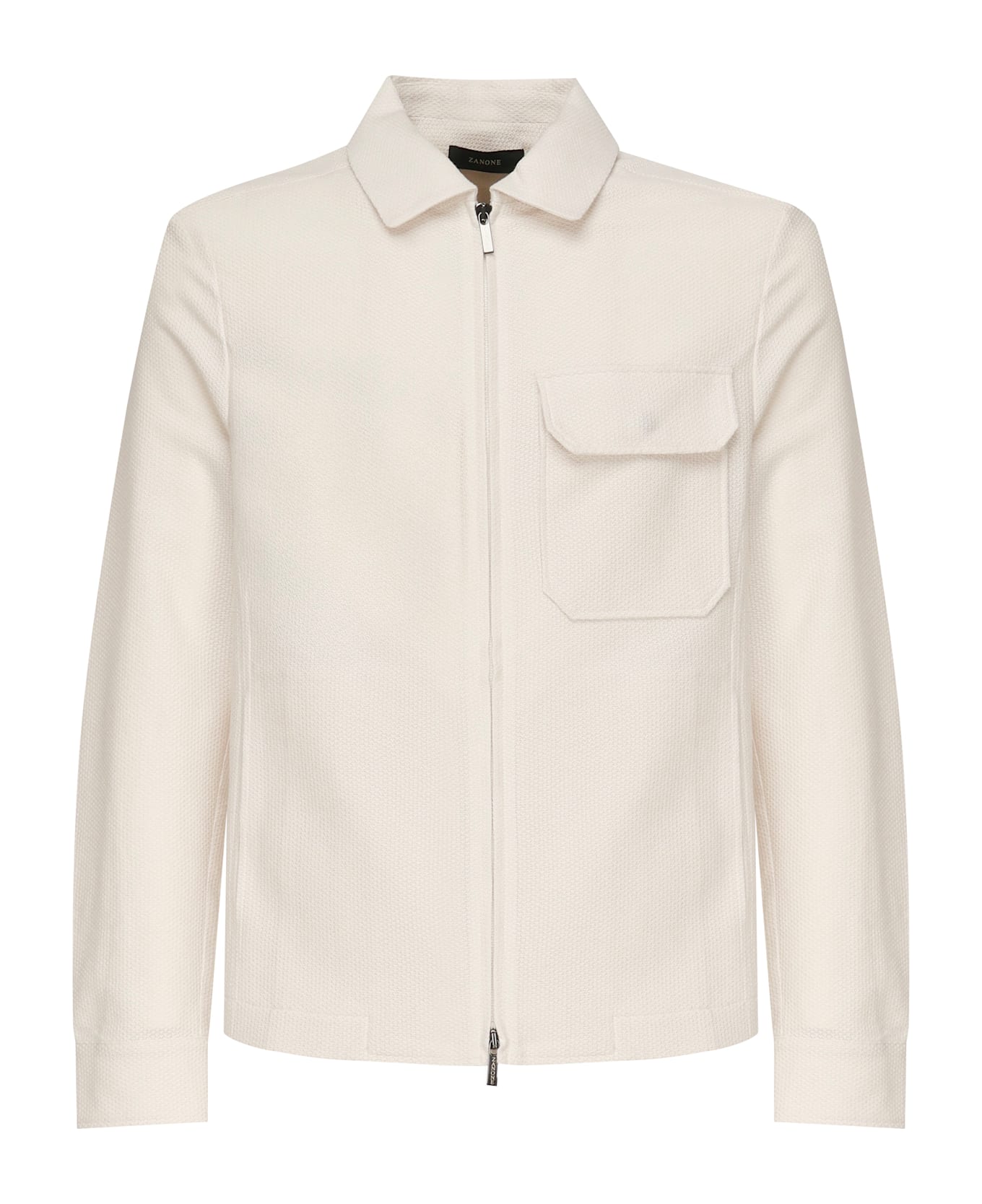 Zanone Cotton Jacket With Zip - White