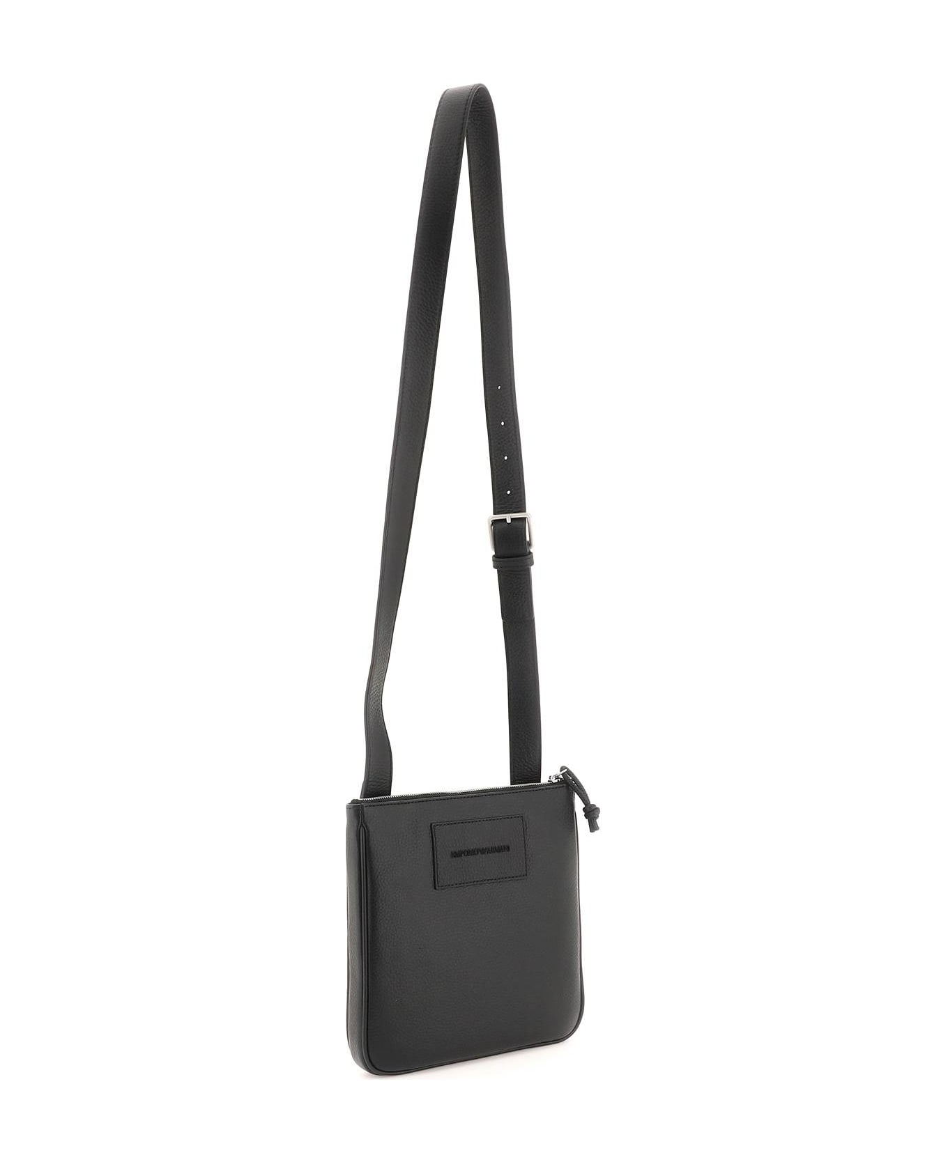 Emporio Armani Leather Crossbody Bag - NERO (Black)