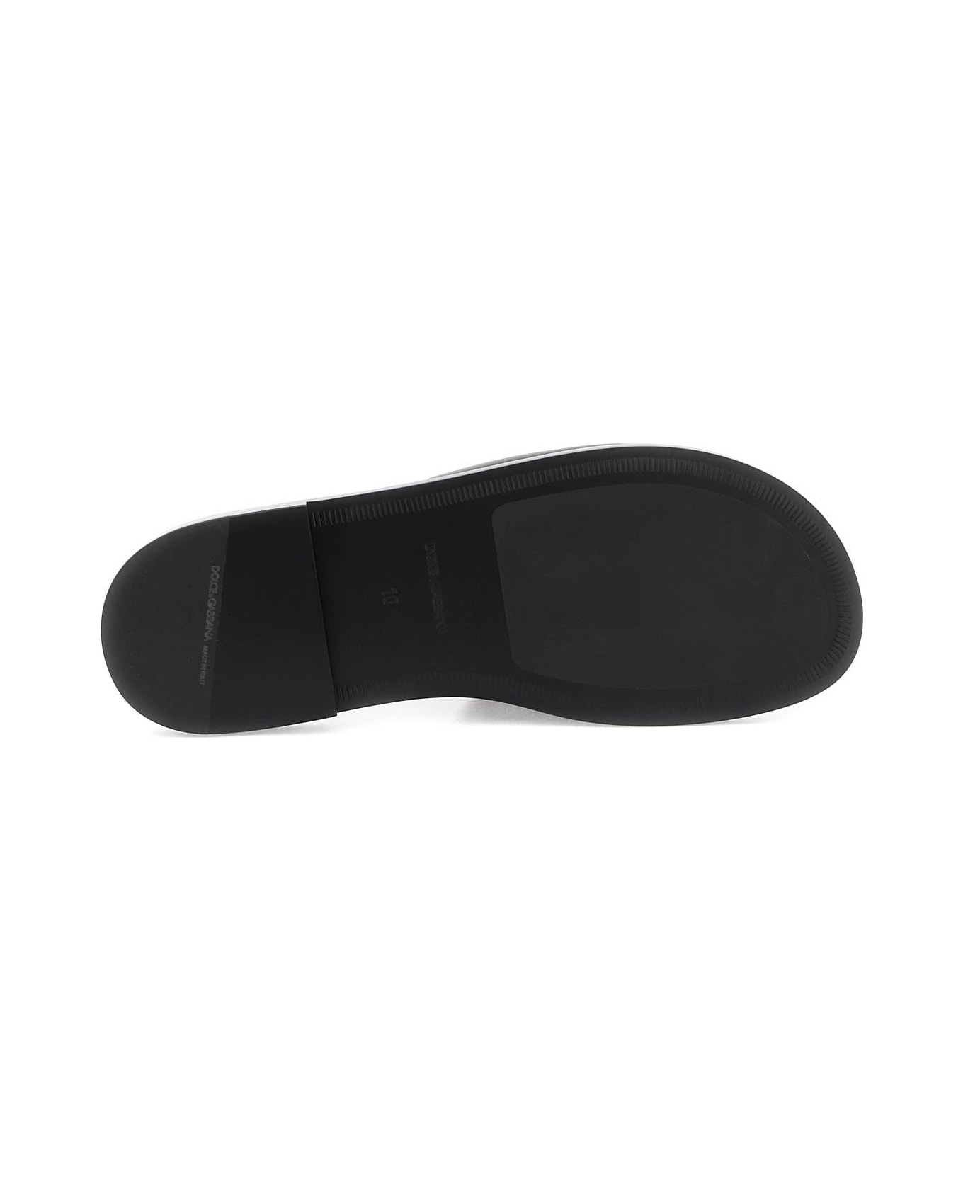 Dolce & Gabbana Calfskin Leather Slides - NERO (Black)