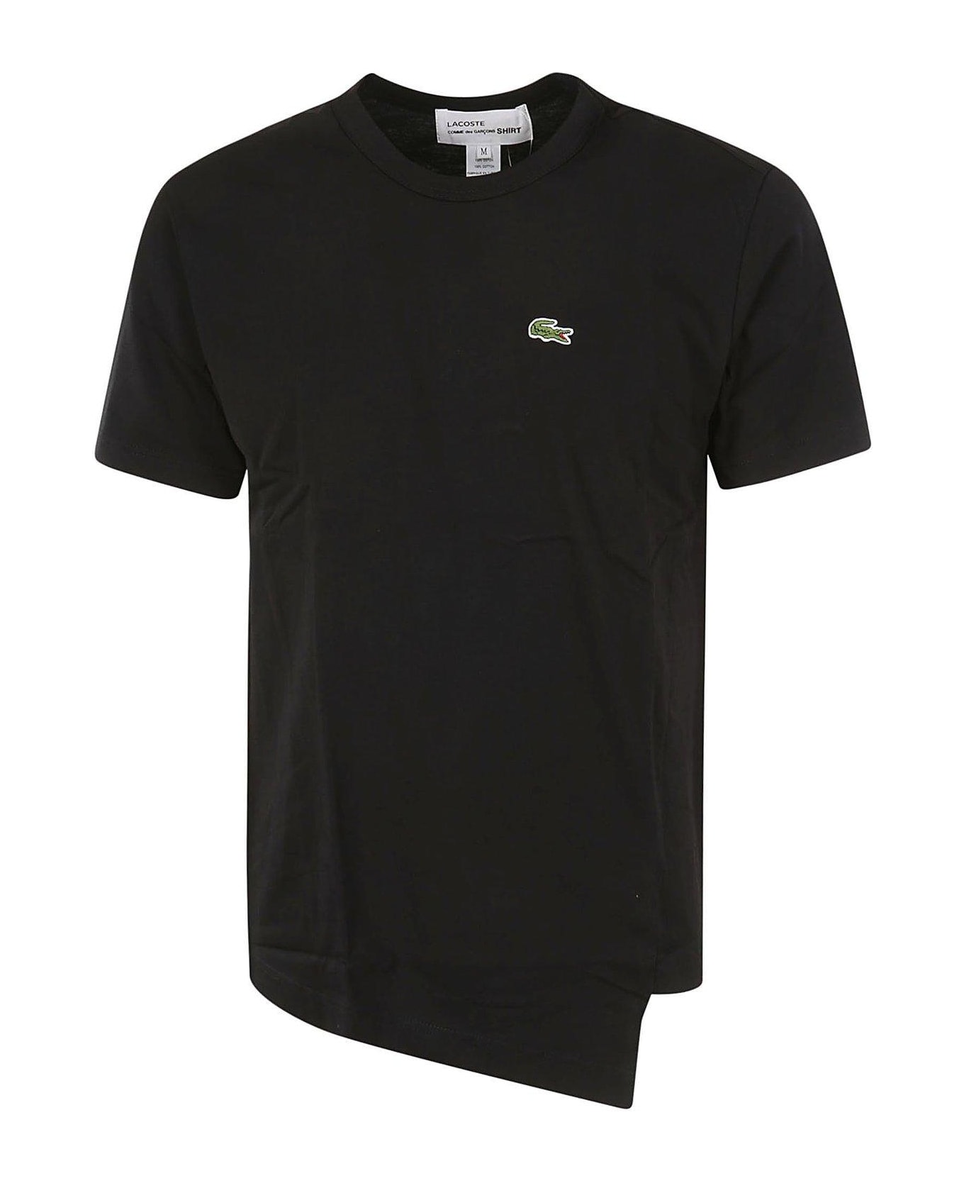 Comme des Garçons X Lacoste Asymmetric-hem Crewneck T-shirt - Black