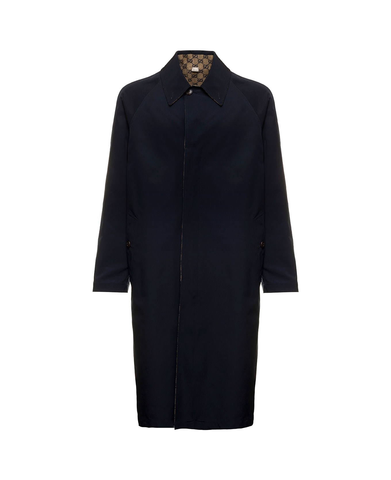 Gucci Blue Reversible Coat In Gg Supreme And Tech Canvas Gucci Man - Blue