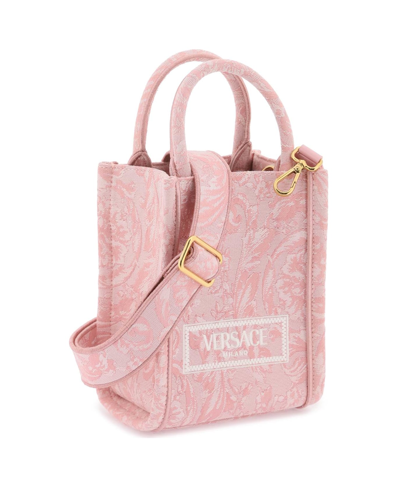 Versace Athena Barocco Mini Tote Bag - PALE PINK ENGLISH ROSE VE (Pink) トートバッグ