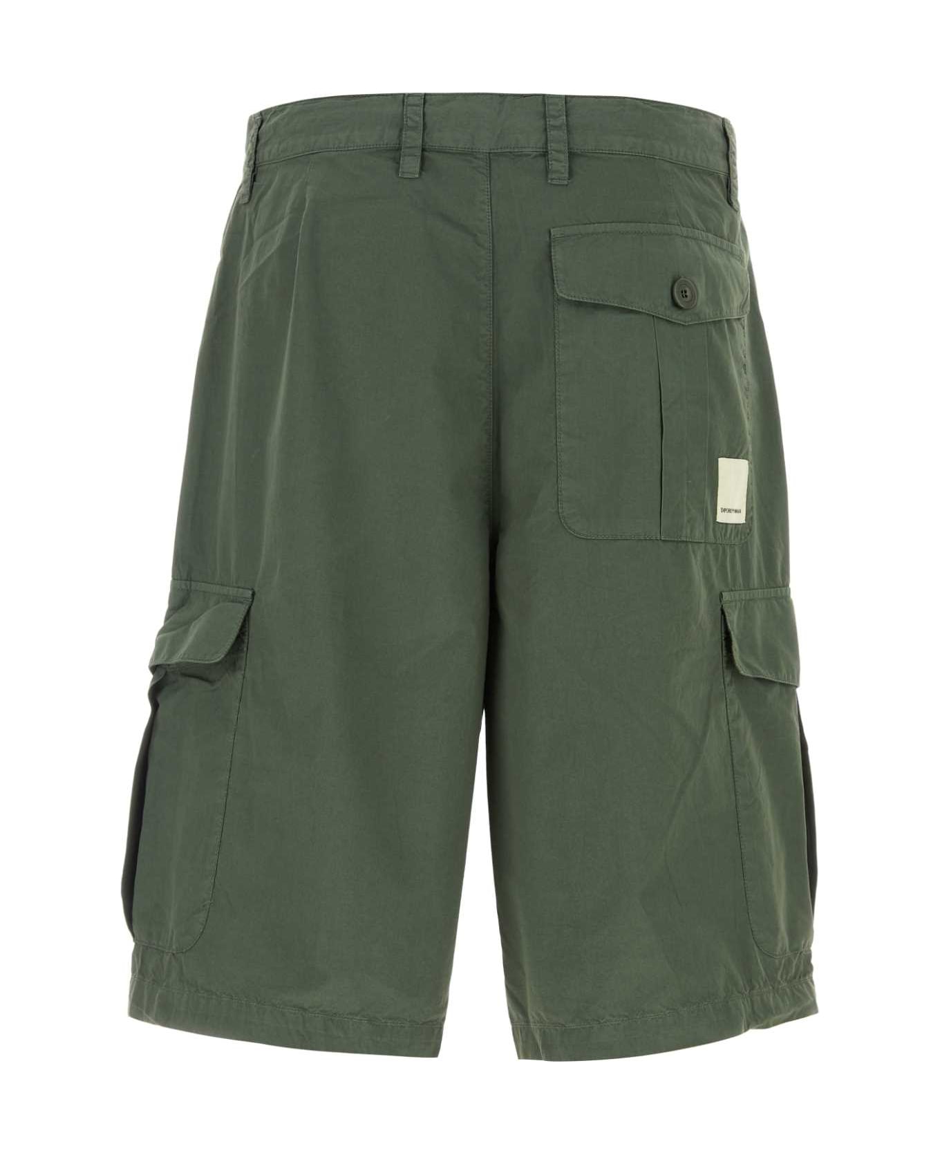 Emporio Armani Dark Green Cotton Bermuda Shorts - 05C1