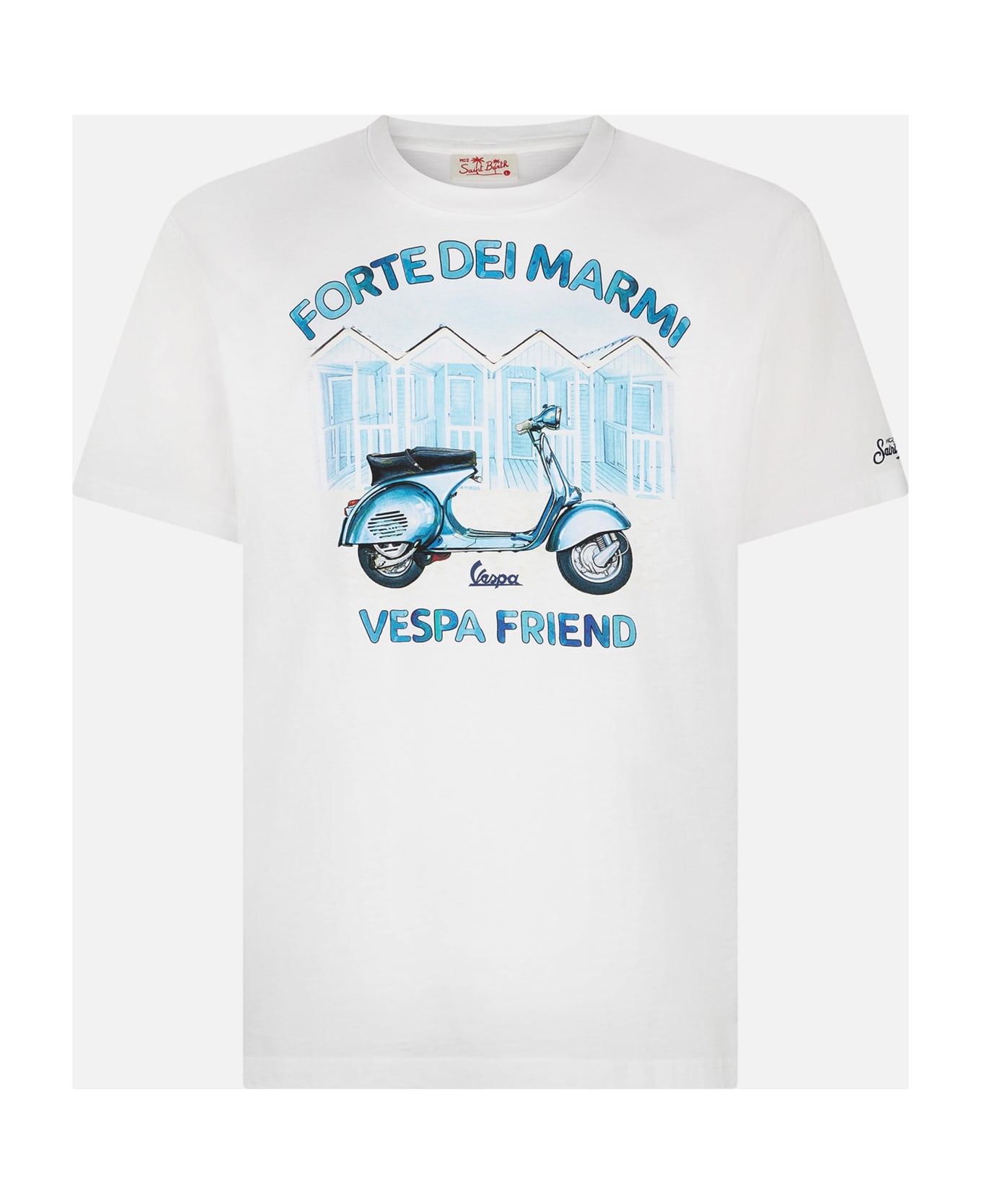 MC2 Saint Barth Man Cotton T-shirt With Forte Dei Marmi Vespa Friend Print | Vespa® Special Edition - WHITE