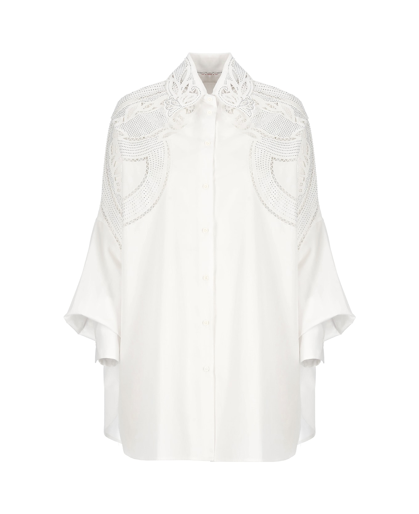 Ermanno Scervino Cotton Shirt With Strass - White