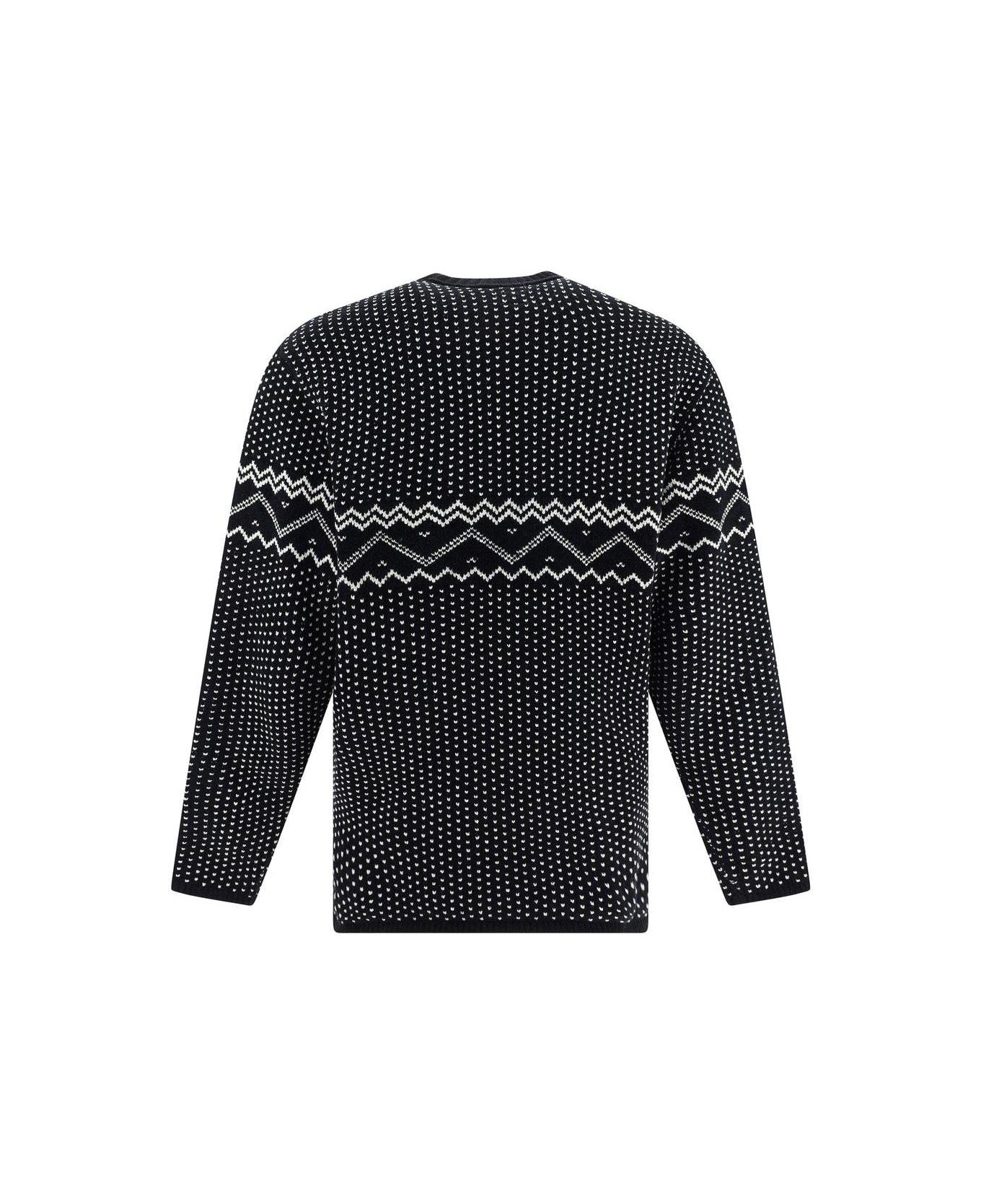 C.P. Company Chenille Jacquard Knitted Jumper - Black ニットウェア