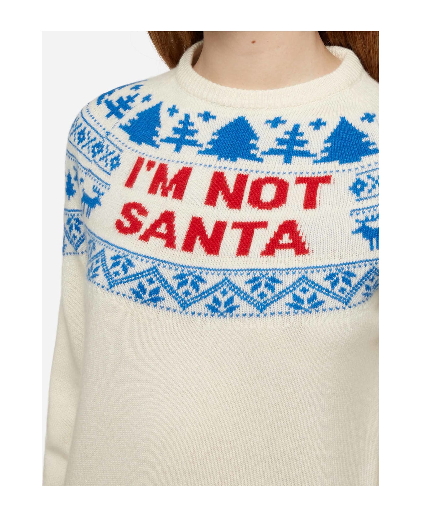 MC2 Saint Barth White Sweater New Queen With I
m Not Santa Jacquard
