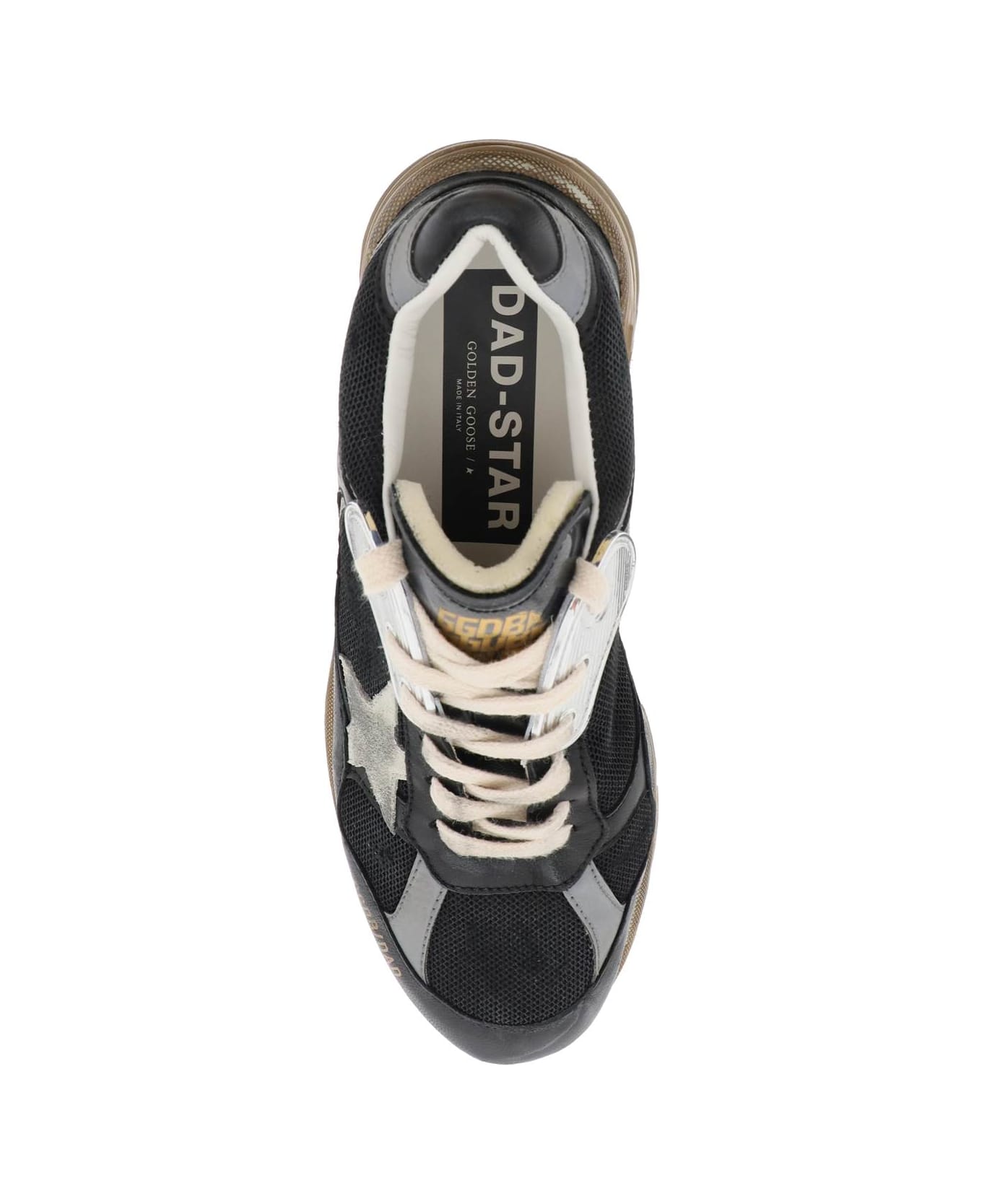 Golden Goose Dad-star Sneakers In Mesh And Nappa Leather - BLACK SILVER ICE (Black)
