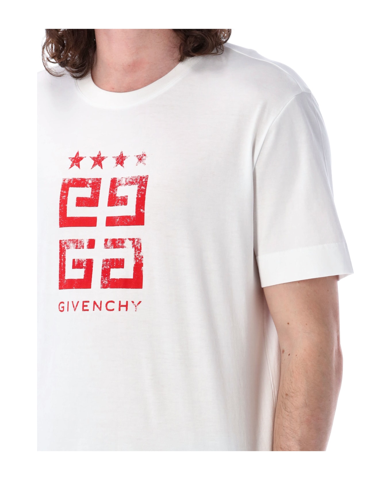 Givenchy 4g Stars T-shirt - WHITE/RED シャツ