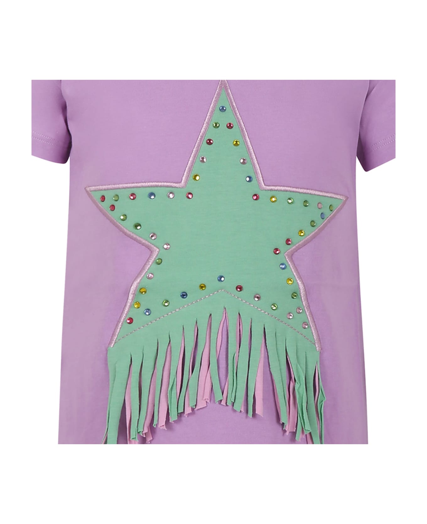 Stella McCartney Kids Purple Dress For Girl With Star - Violet ワンピース＆ドレス