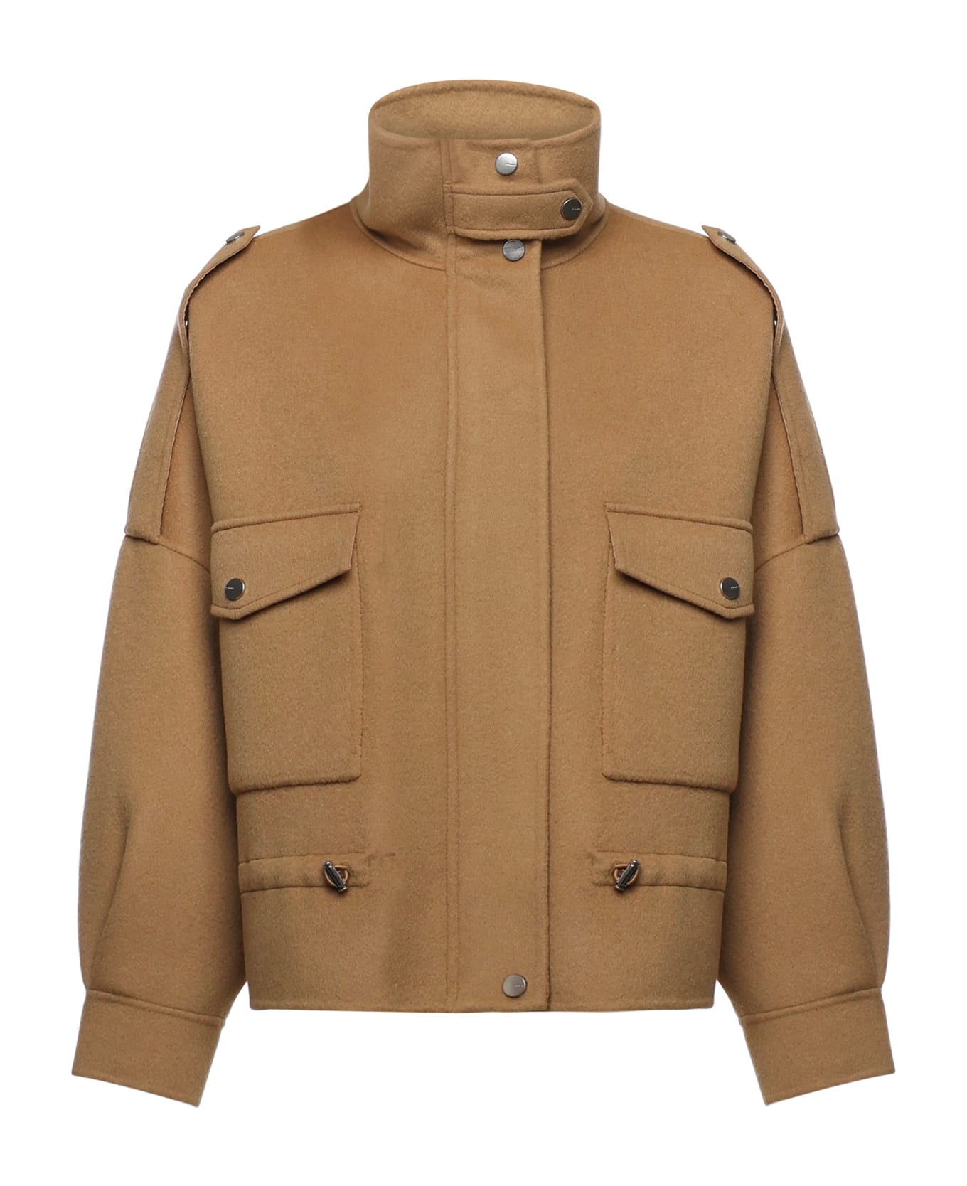 Pinko Double Cloth Caban With High Collar - Camel