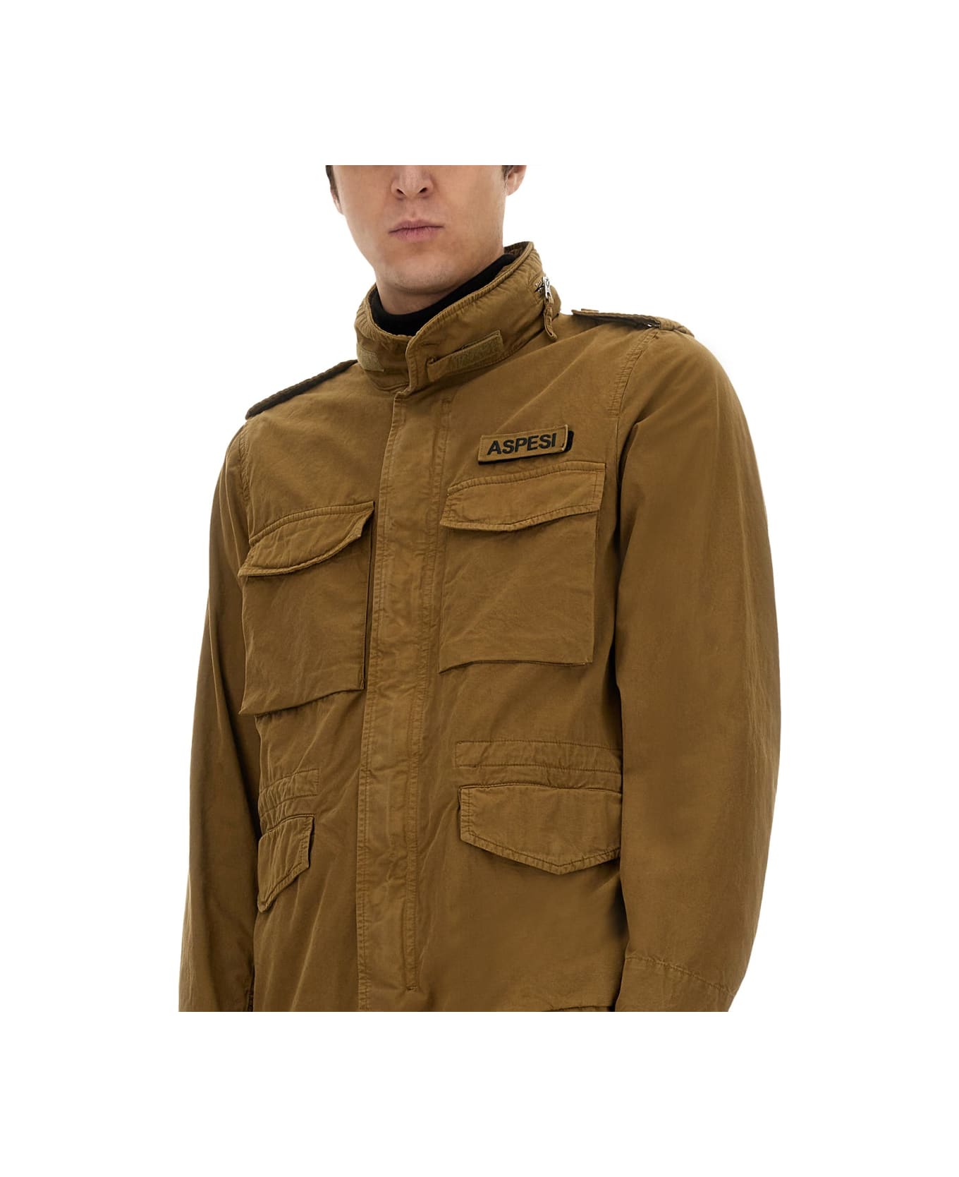 Aspesi Jacket With Logo - Stone