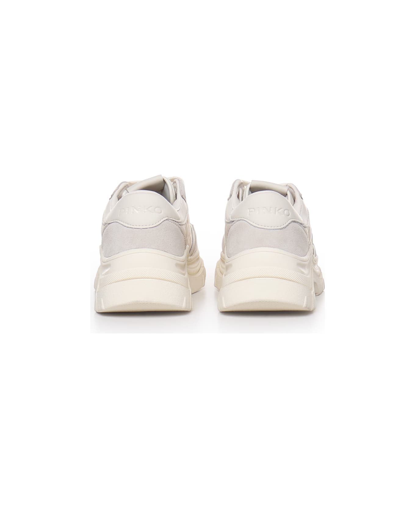 Pinko Sneakers In Suede And Quilted Fabric - Bianco giglio