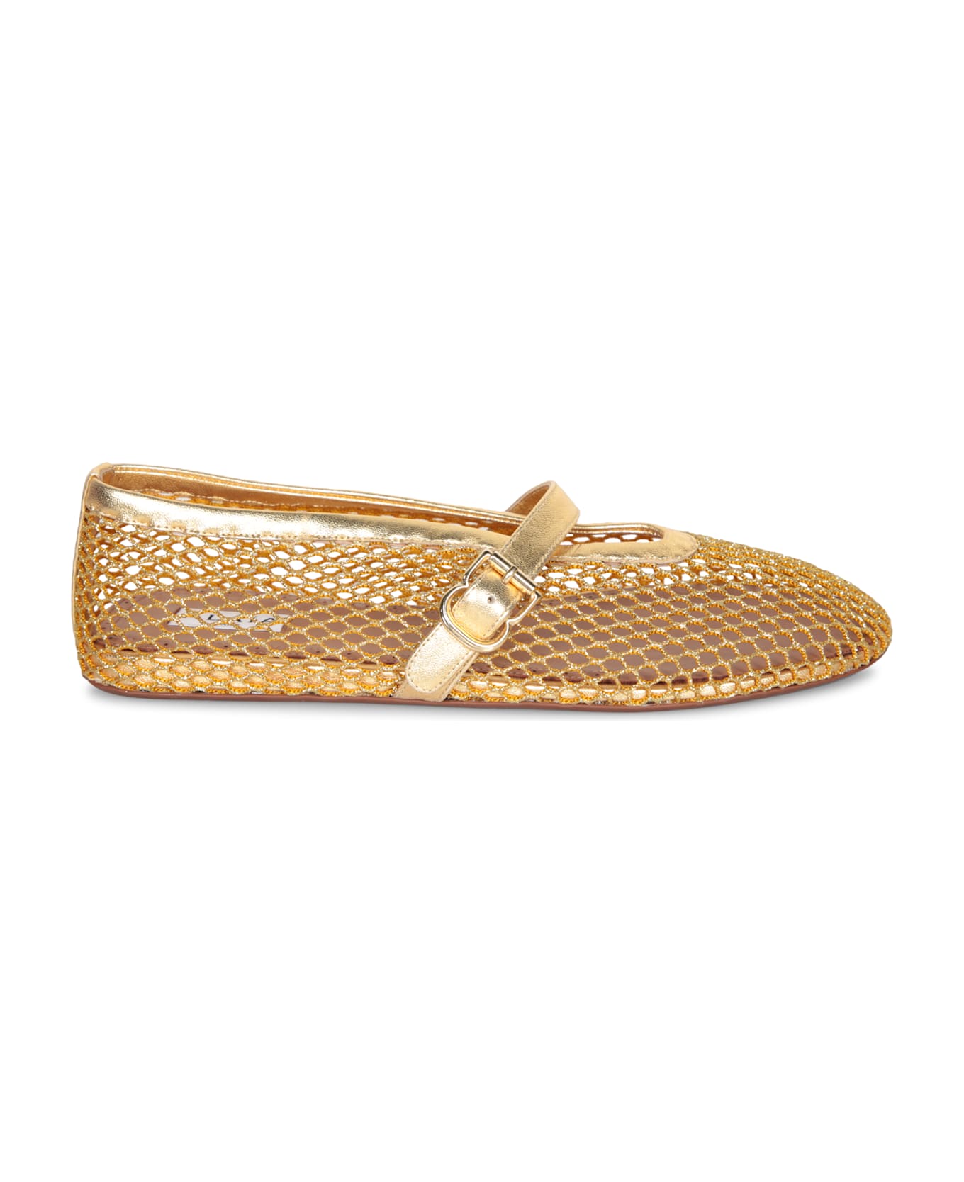 Alaia Golden Mesh Ballerina Flats - Metallic
