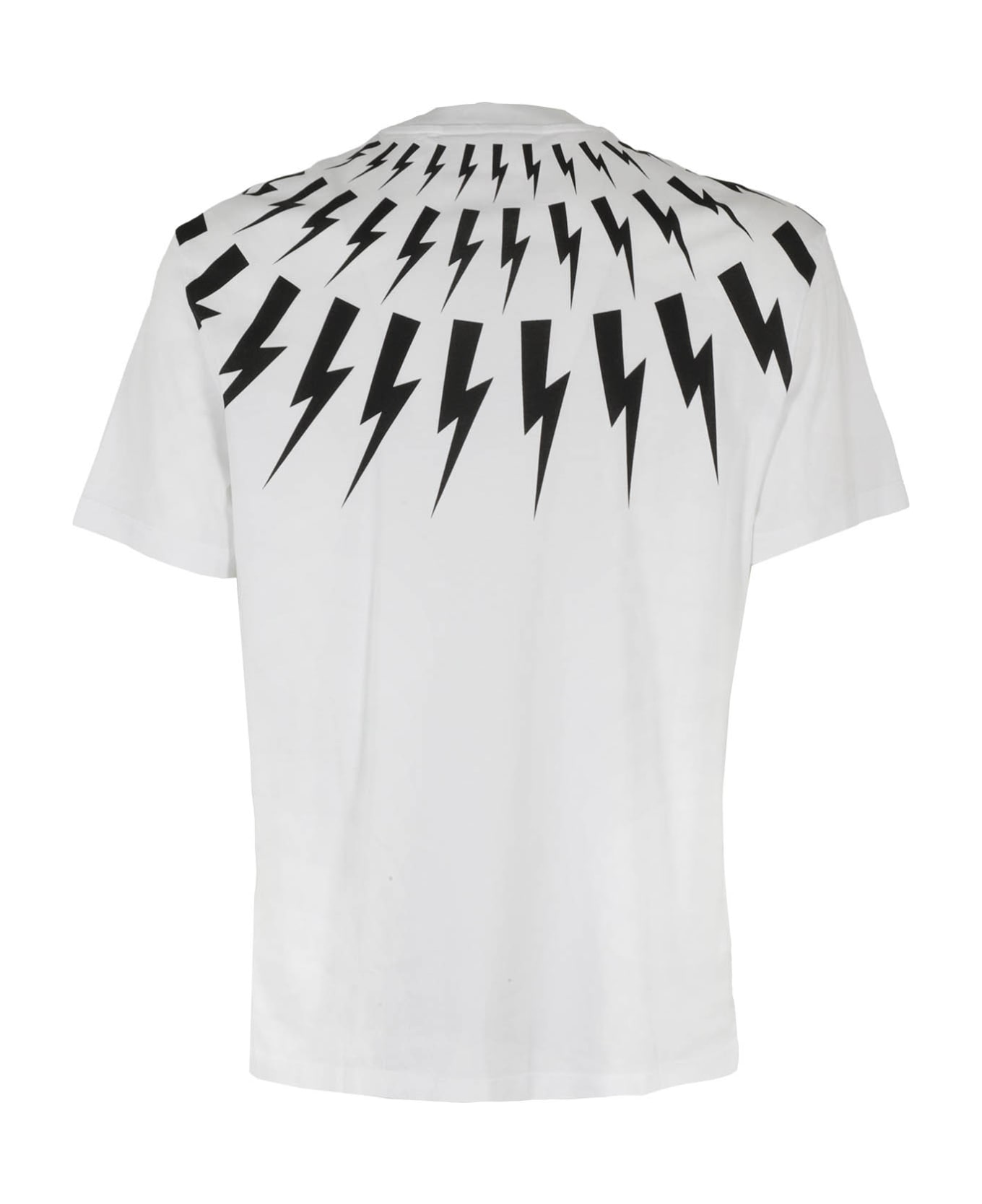 Neil Barrett Fairisle Thunderbolt Slim T-shirt - White Black