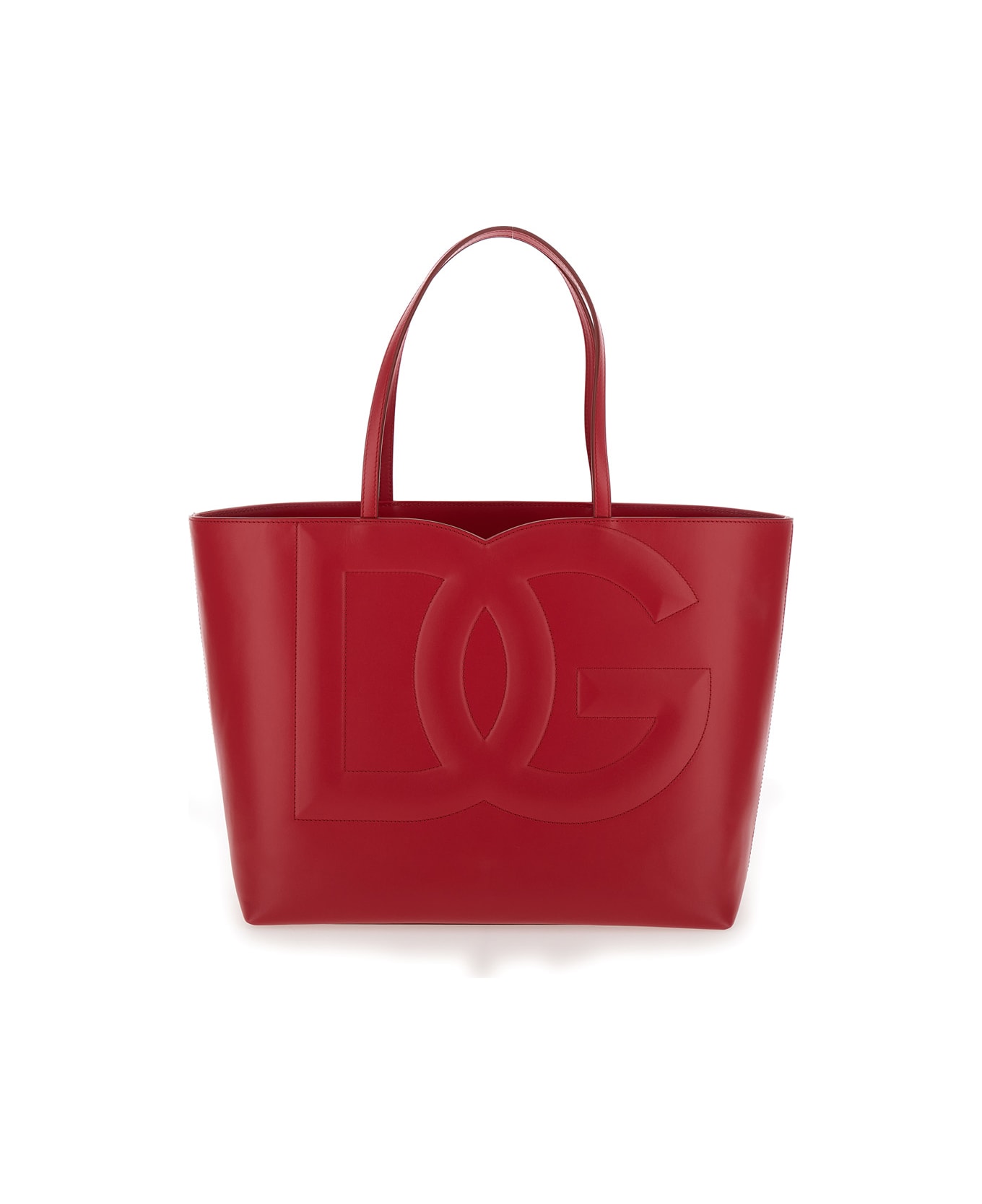 Dolce & Gabbana 'dg Logo' Red Medium Shopper In Leather Woman - Red トートバッグ