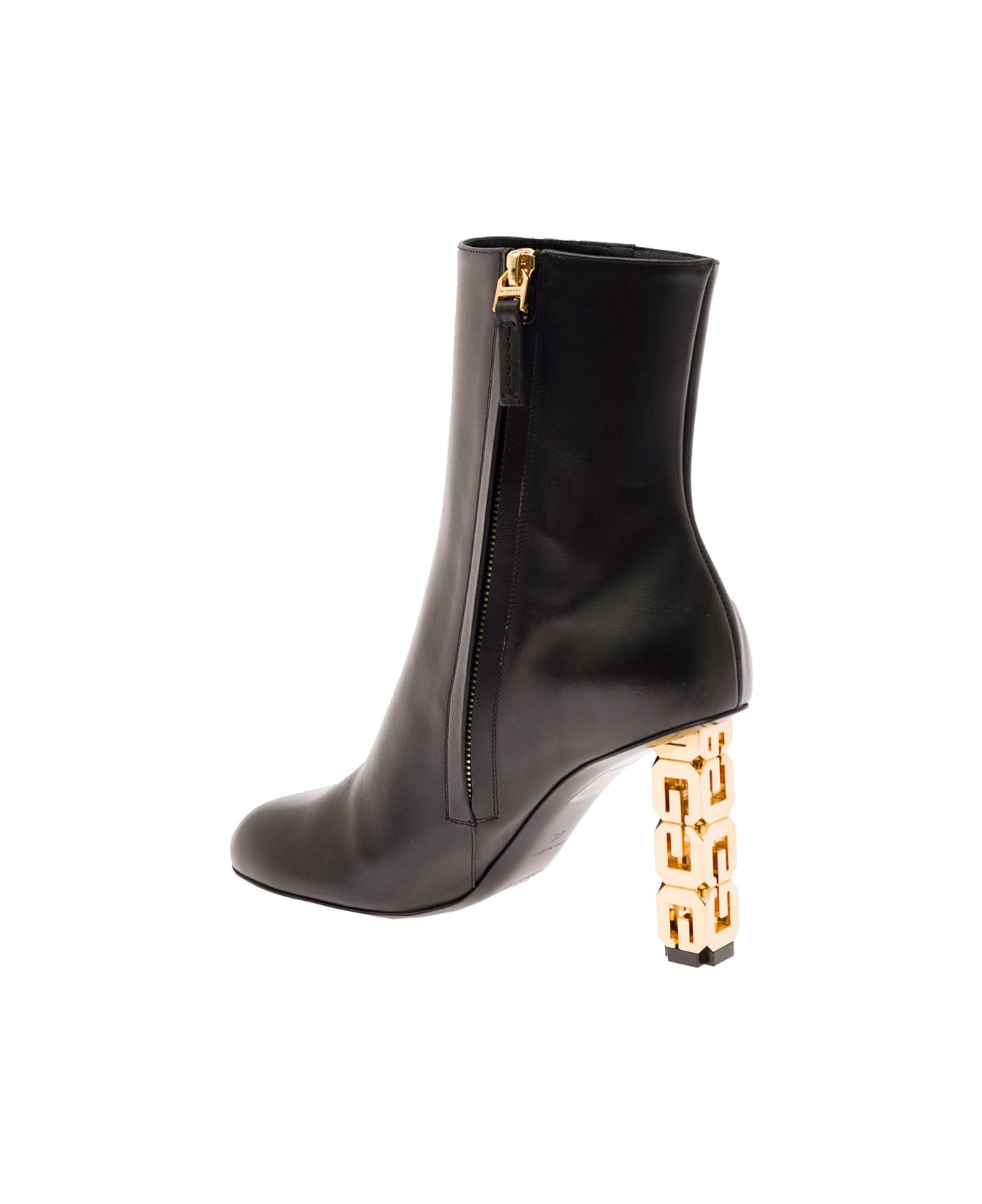 Givenchy G Cube Ankle Boots With Gold-tone Logo Heel - Black
