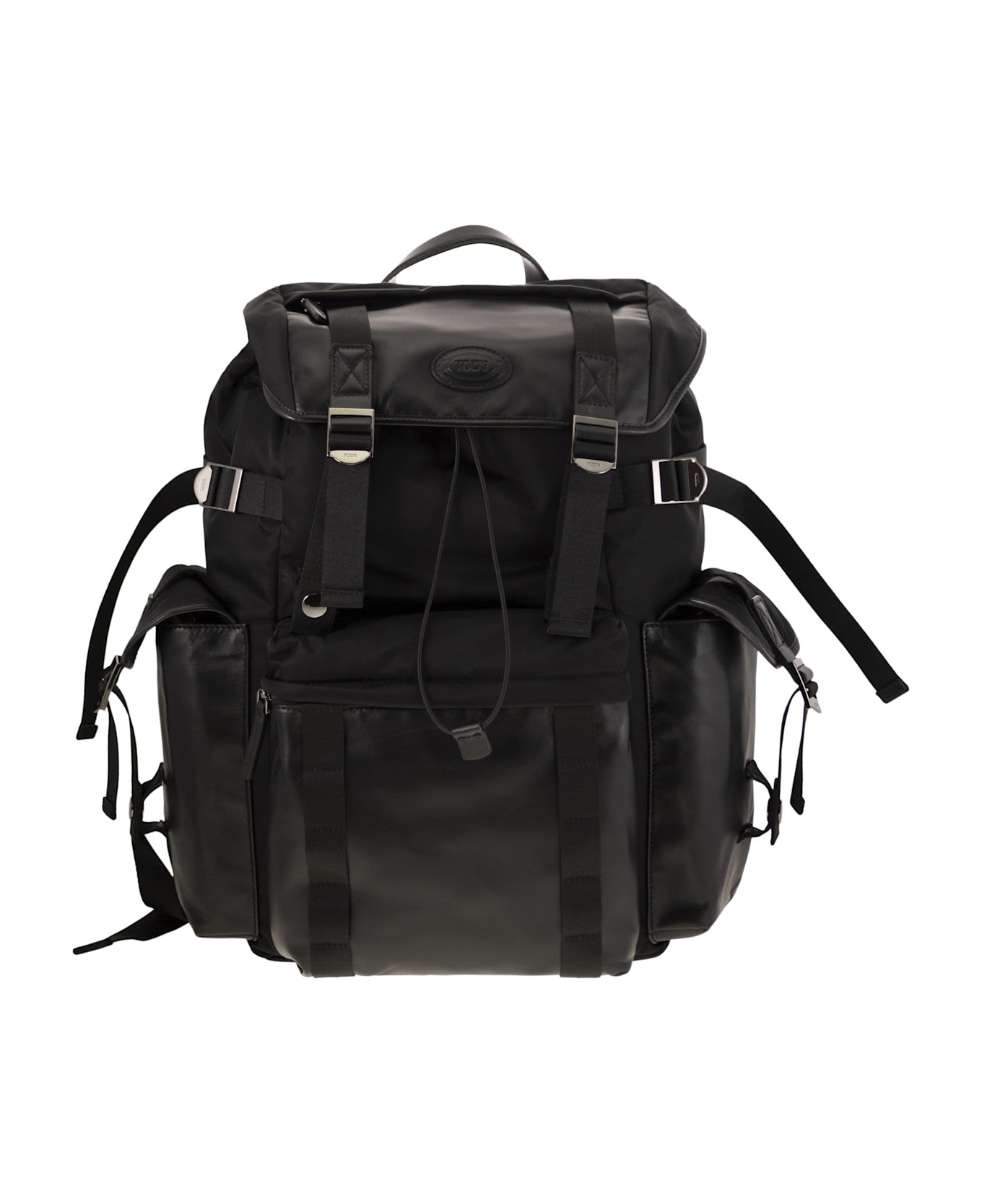 Tod
s Medium Leather And Fabric Backpack - Black