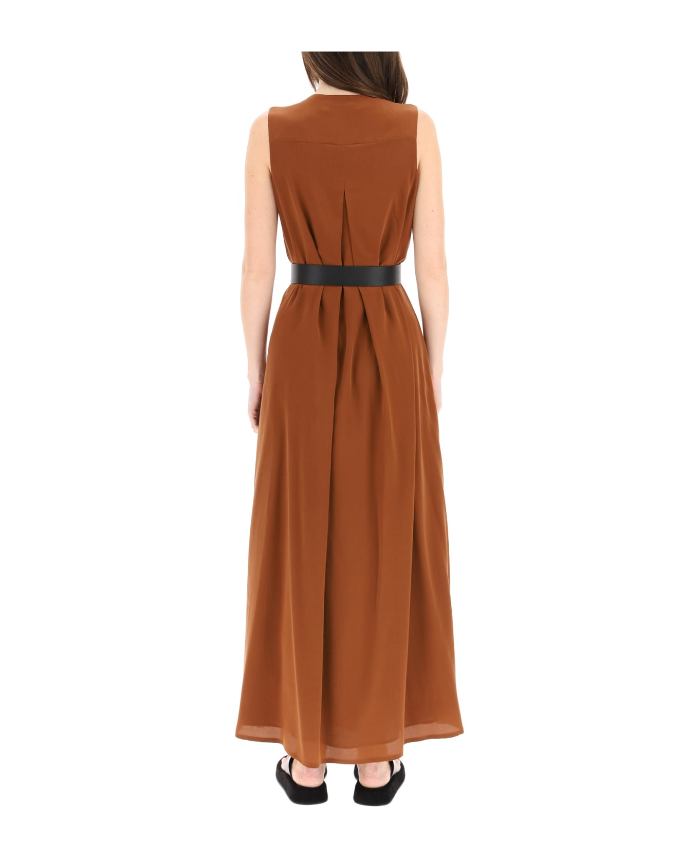 Max Mara Studio Balzac Long Silk Dress - TABACCO (Brown)