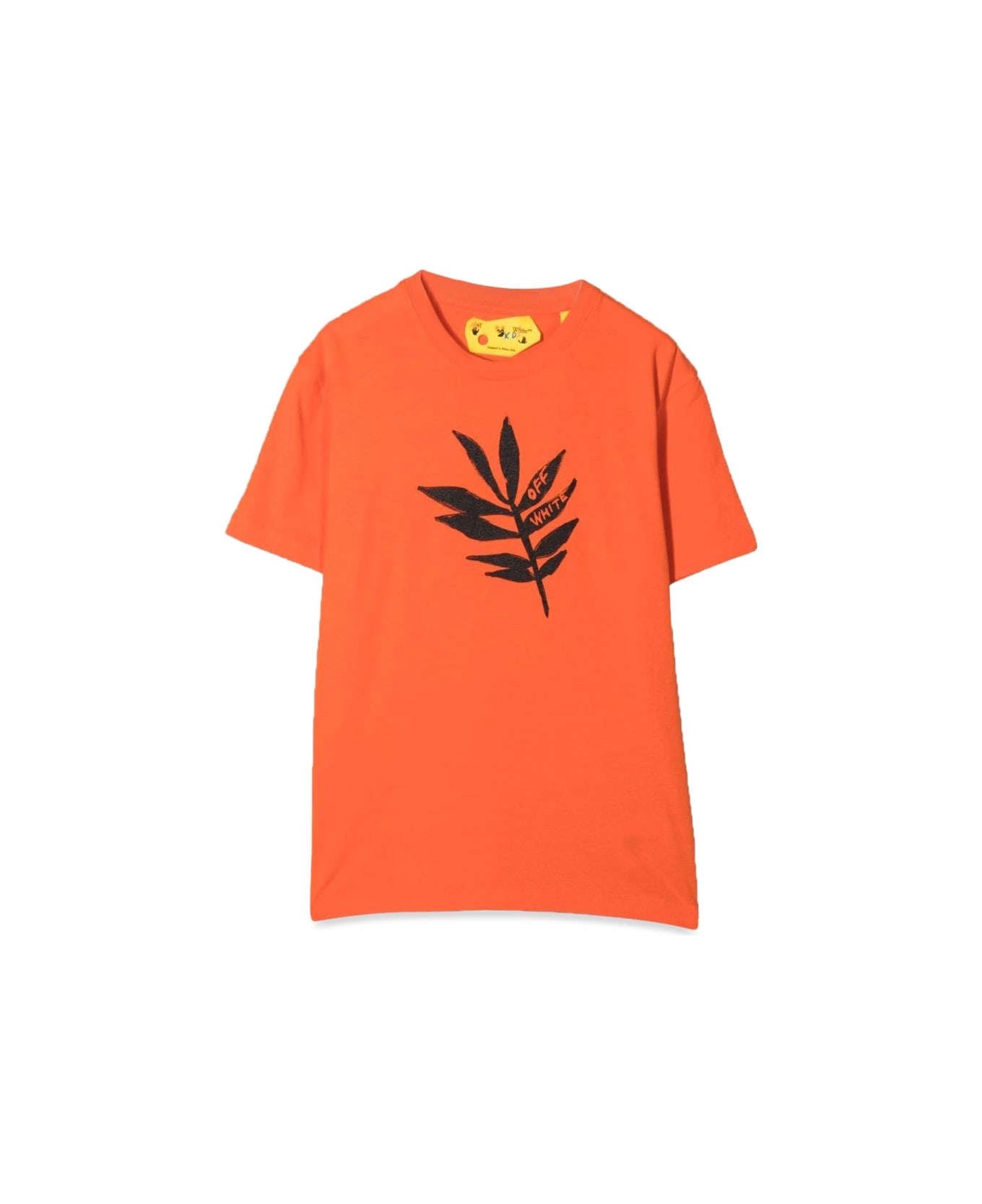 Off-White T-shirt In Jersey Di Cotone Stampato - ORANGE
