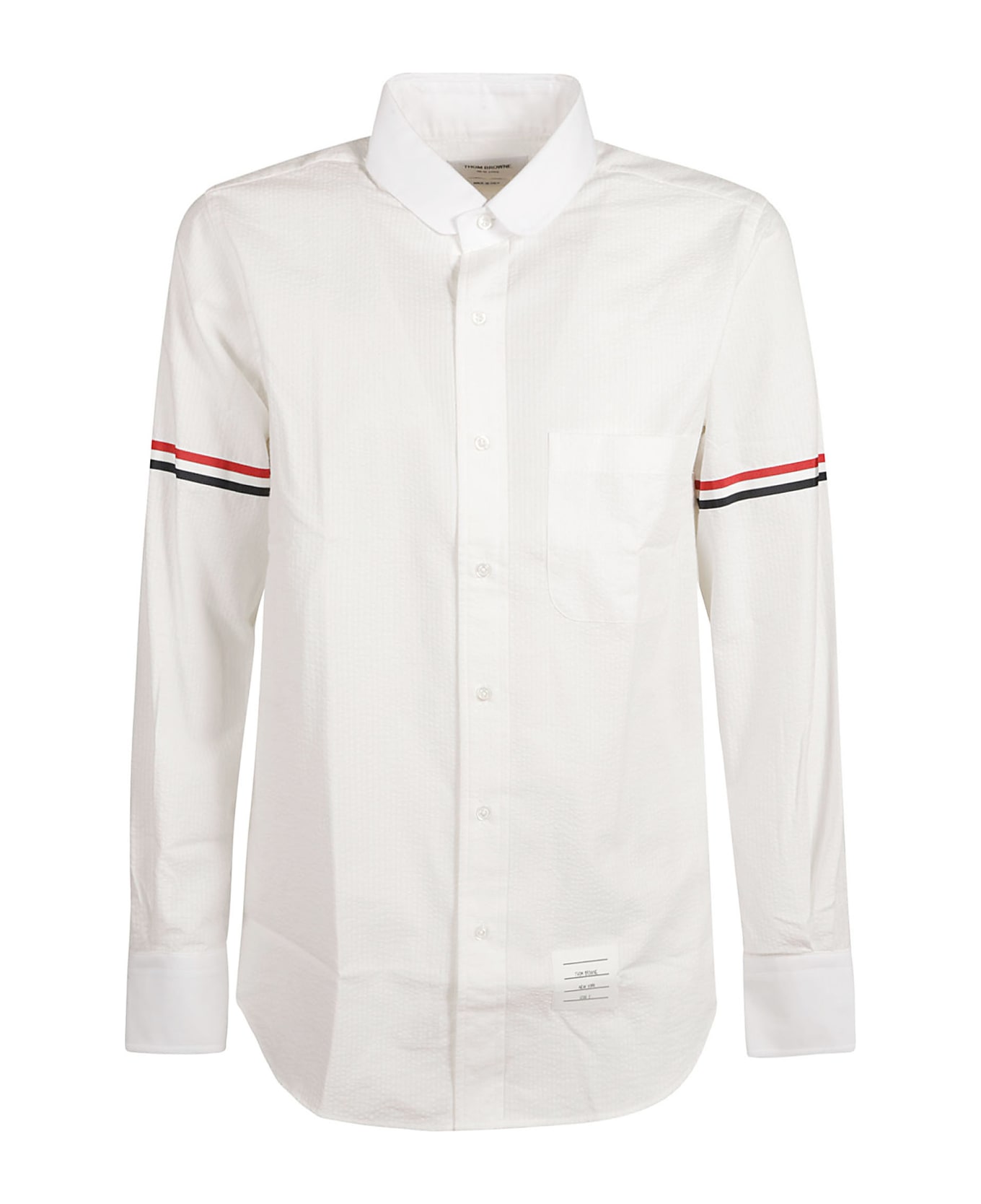 Thom Browne Straight Fit Round Collar Shirt - White