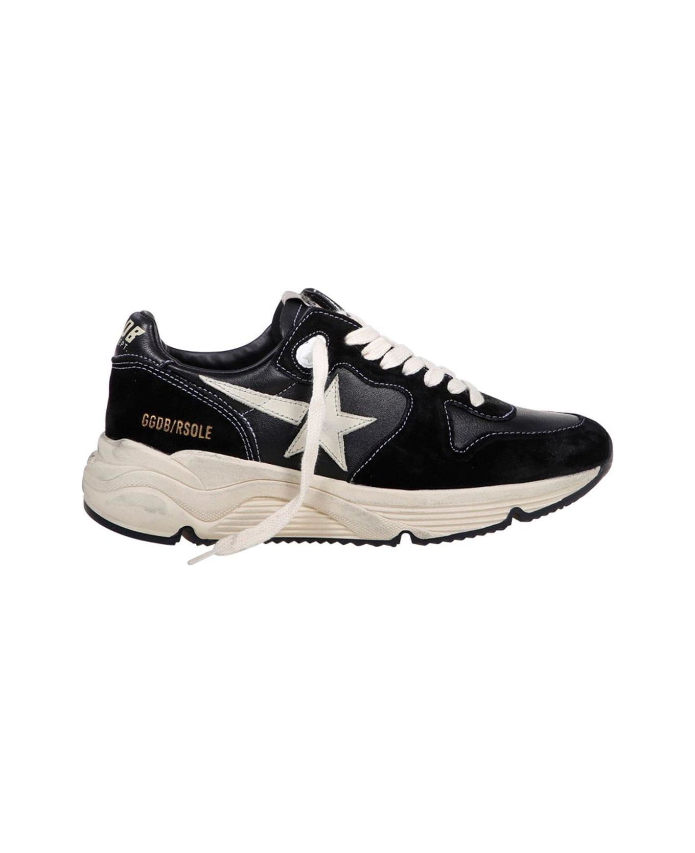 Golden Goose Running Sneakers In Black Suede And Leather - Black