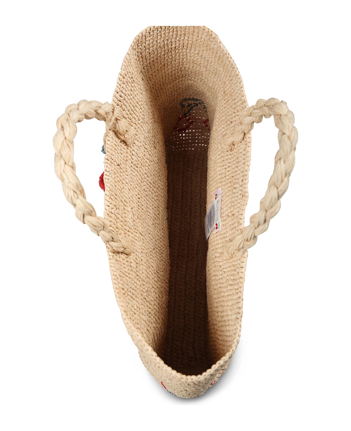 Bonpoint Beige Straw Bag For Girl With Cherries - Beige