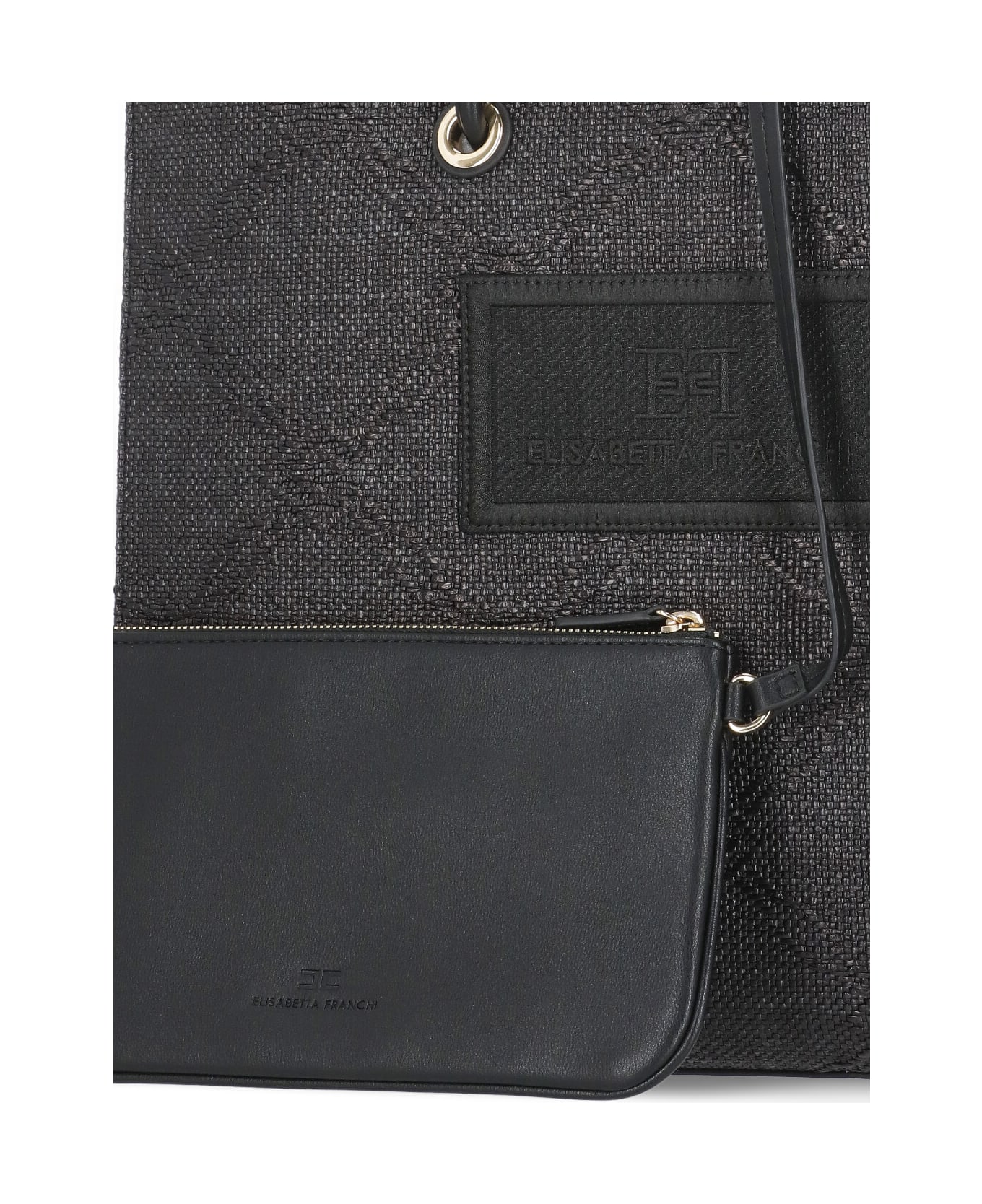 Elisabetta Franchi Tote Rafia Bag - Black