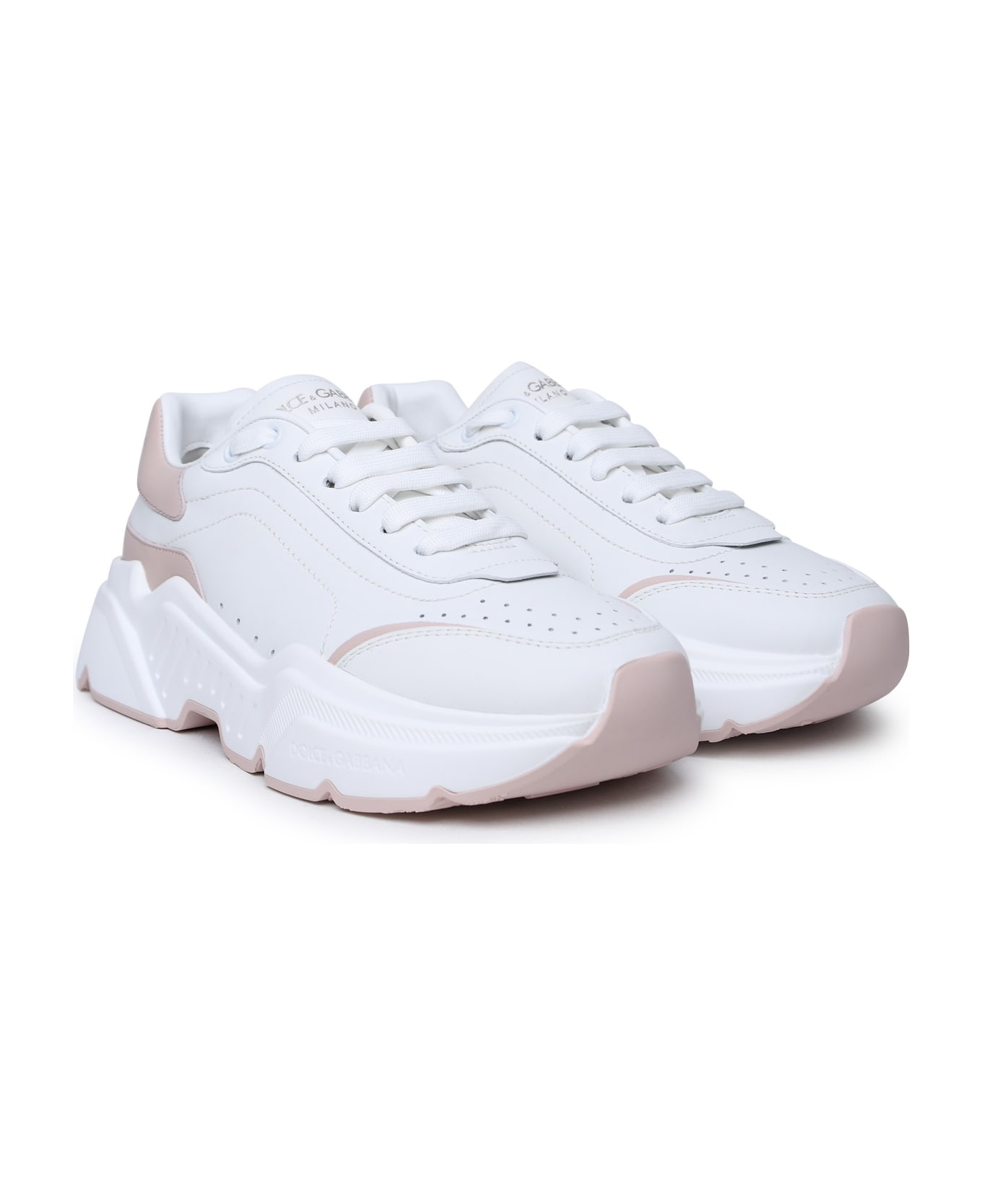 Dolce & Gabbana 'daymaster' White Leather Sneakers - Pink