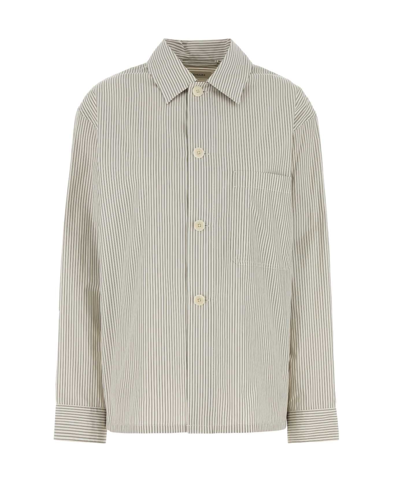 Lemaire Embroidered Poplin Shirt - CREAMYWHITETAUPEBLACK