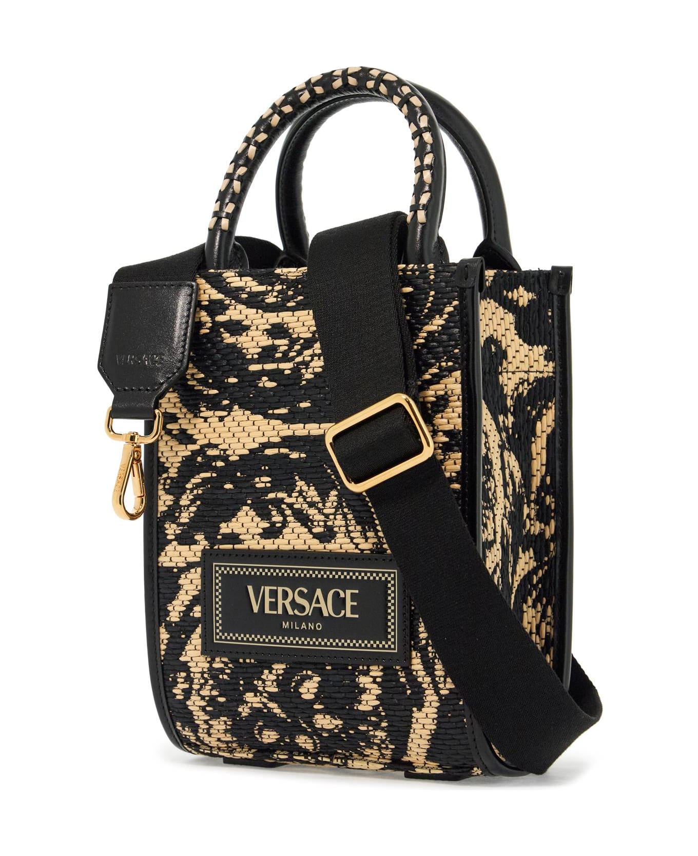 Versace Mini Athena Barocco Tote Bag - MULTICOLOR BLACK-VERSACE (Black)